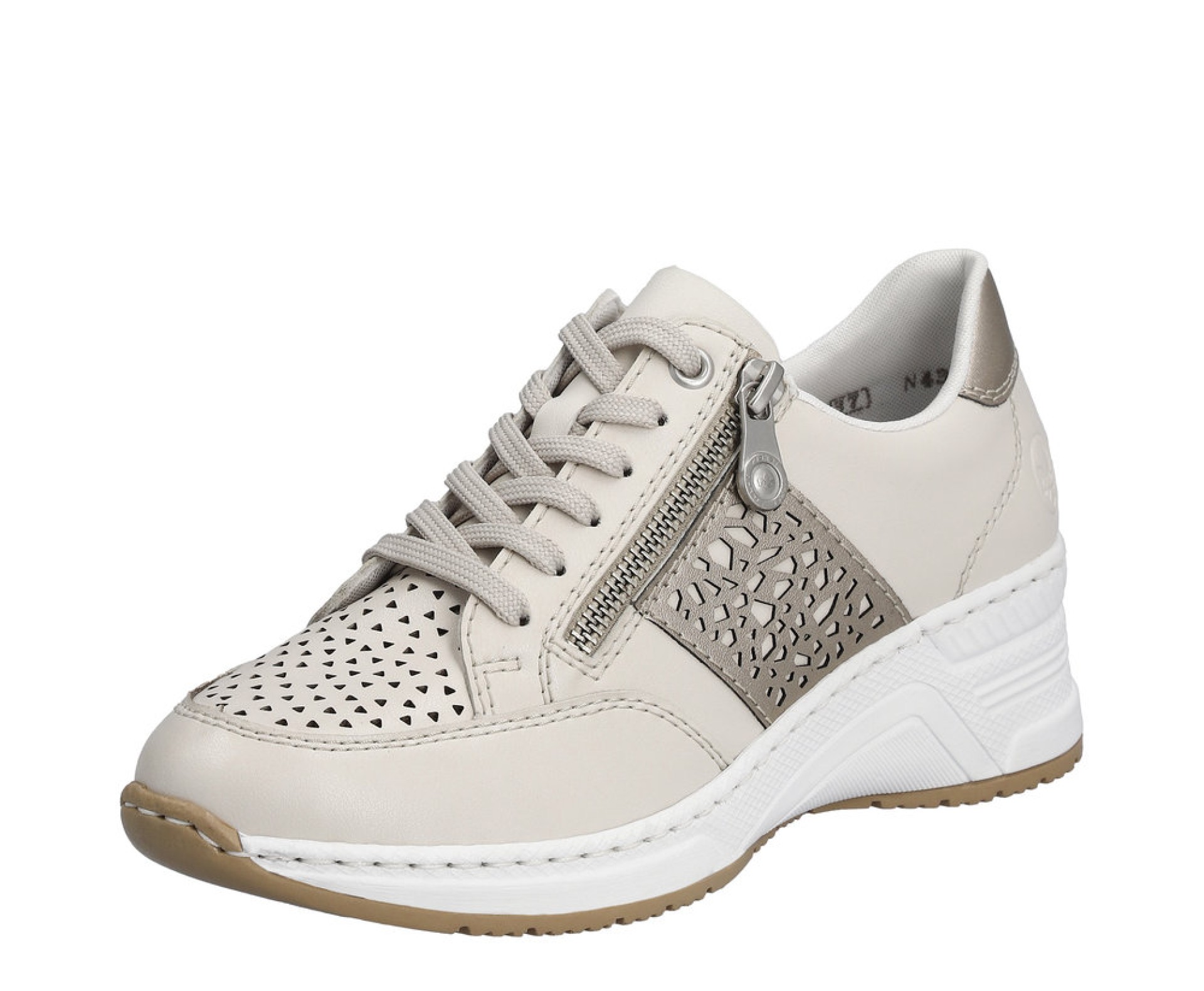 RIEKER bézs  női bőr sneaker cipő
