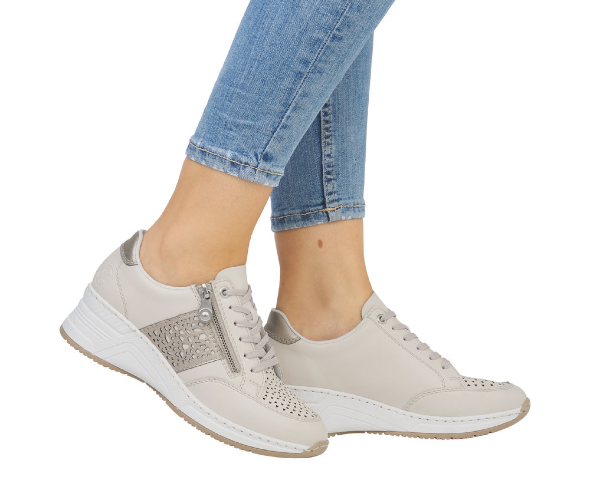 RIEKER bézs női bőr sneaker cipő RIEKER bézs női bőr sneaker cipő
