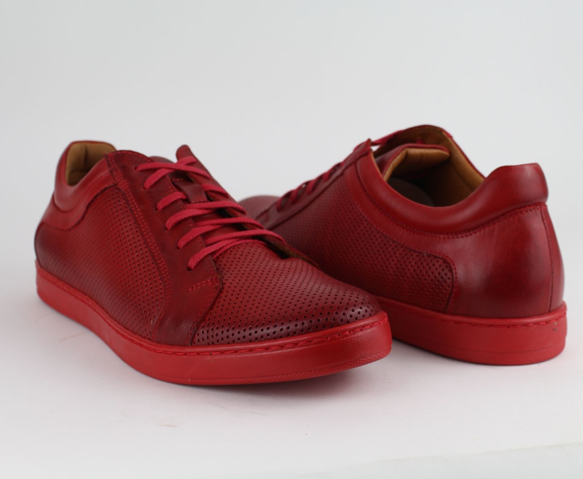 DUZSOL piros bőr férfi sneaker