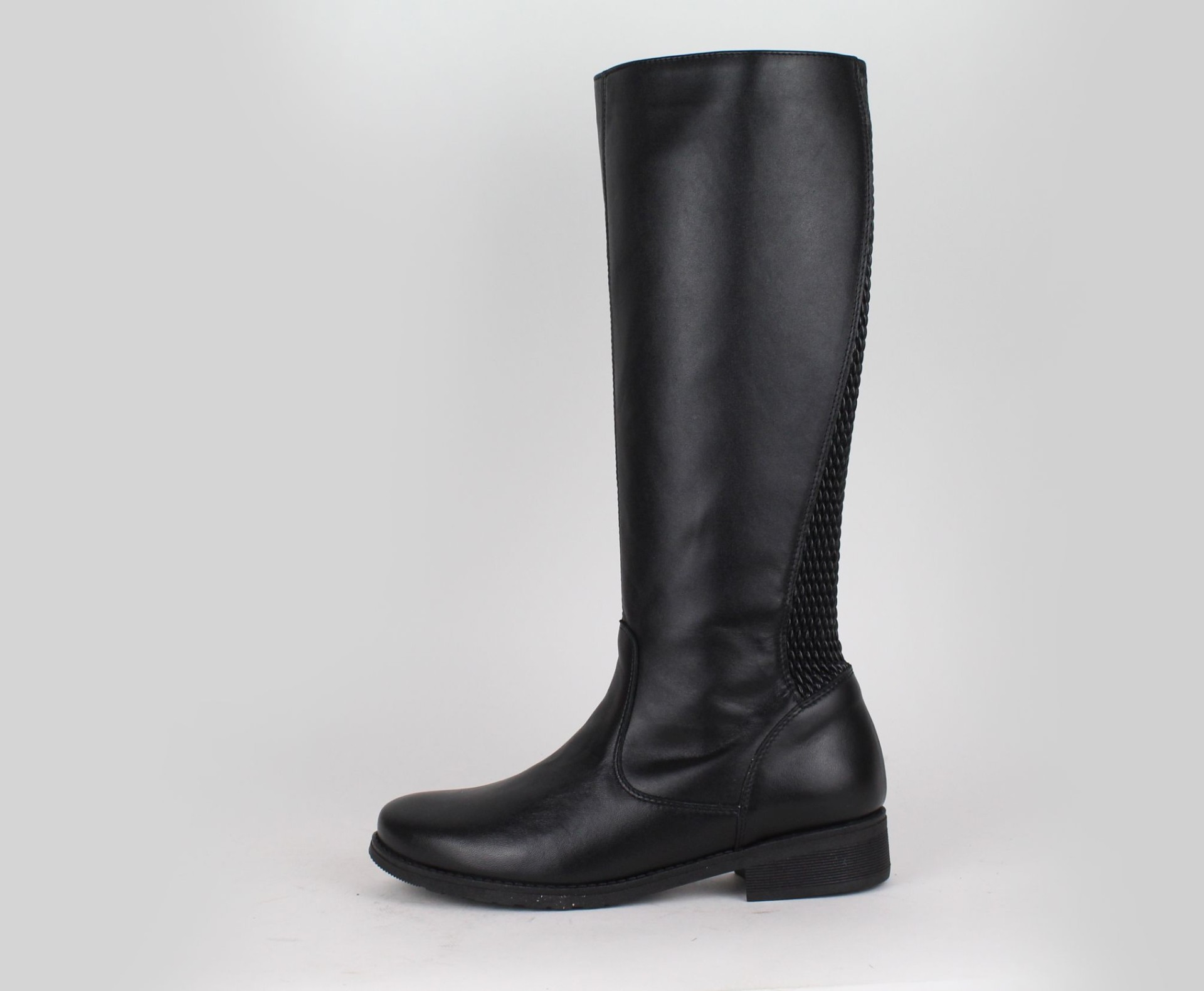 BIOBUT fekete női bőr hosszú szárú csizma