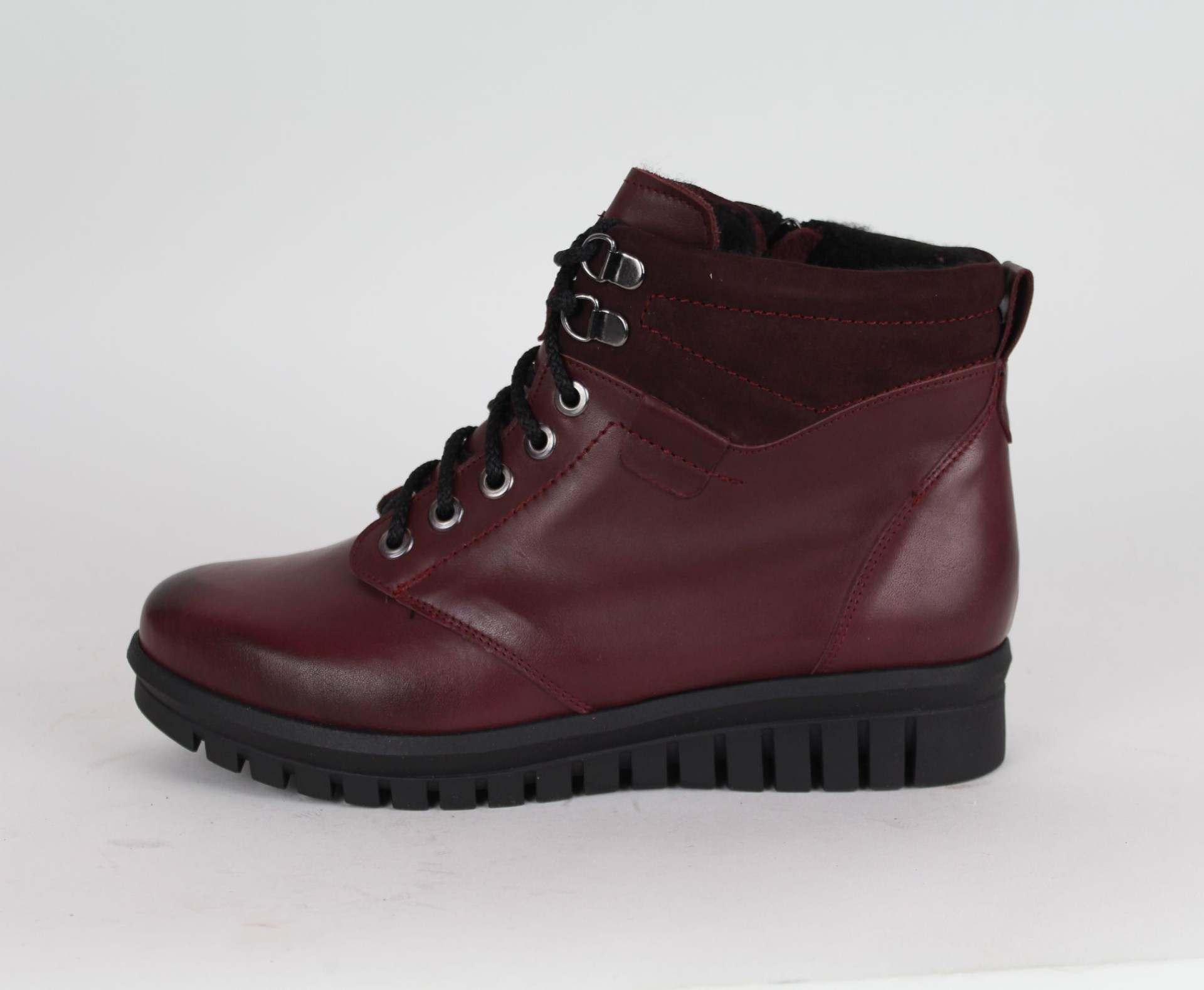 BIOBUT bordó női bőr magas szárú cipő