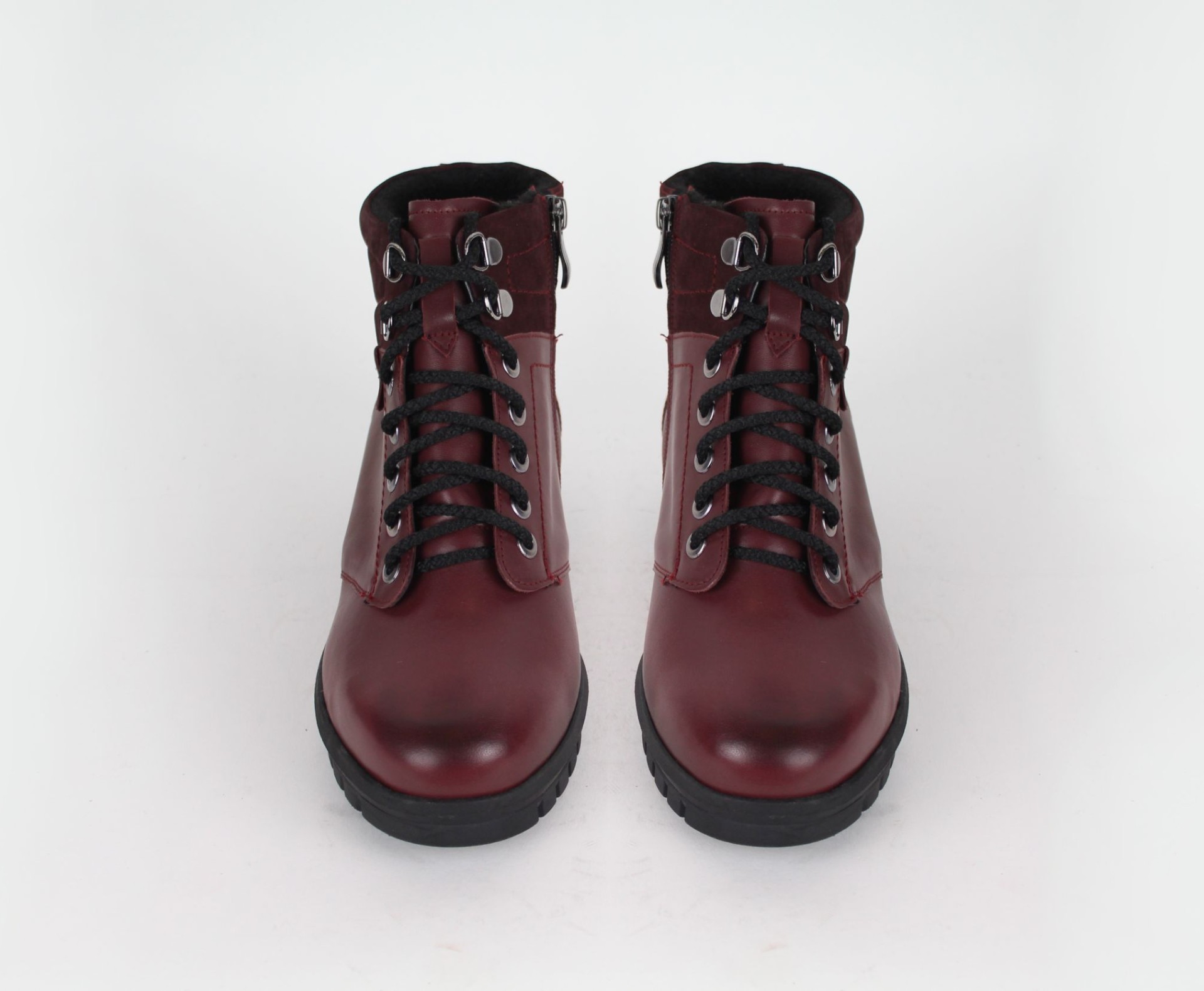 BIOBUT bordó női bőr magas szárú cipő