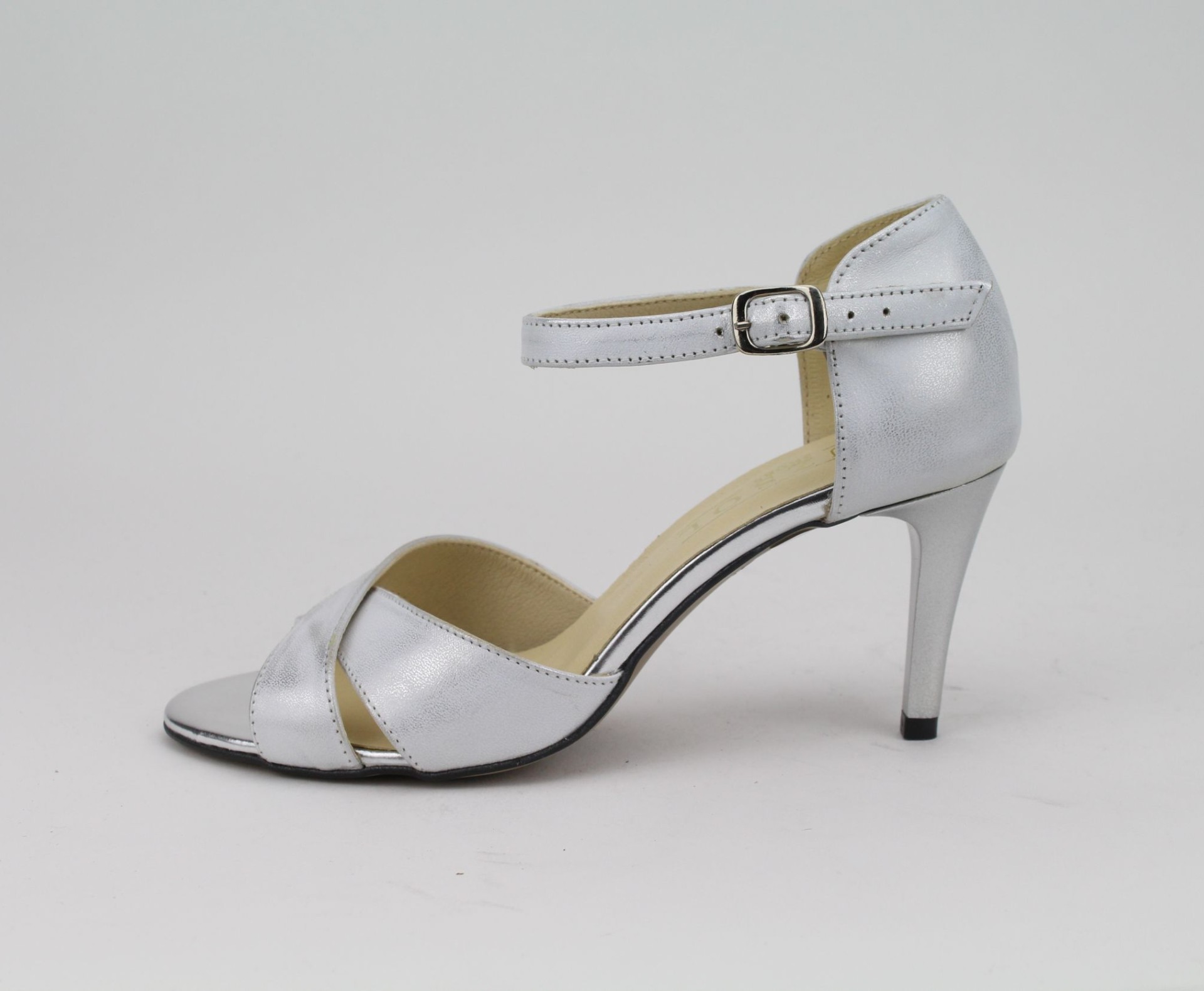 DUZSOL ezüst magassarkú női szandál