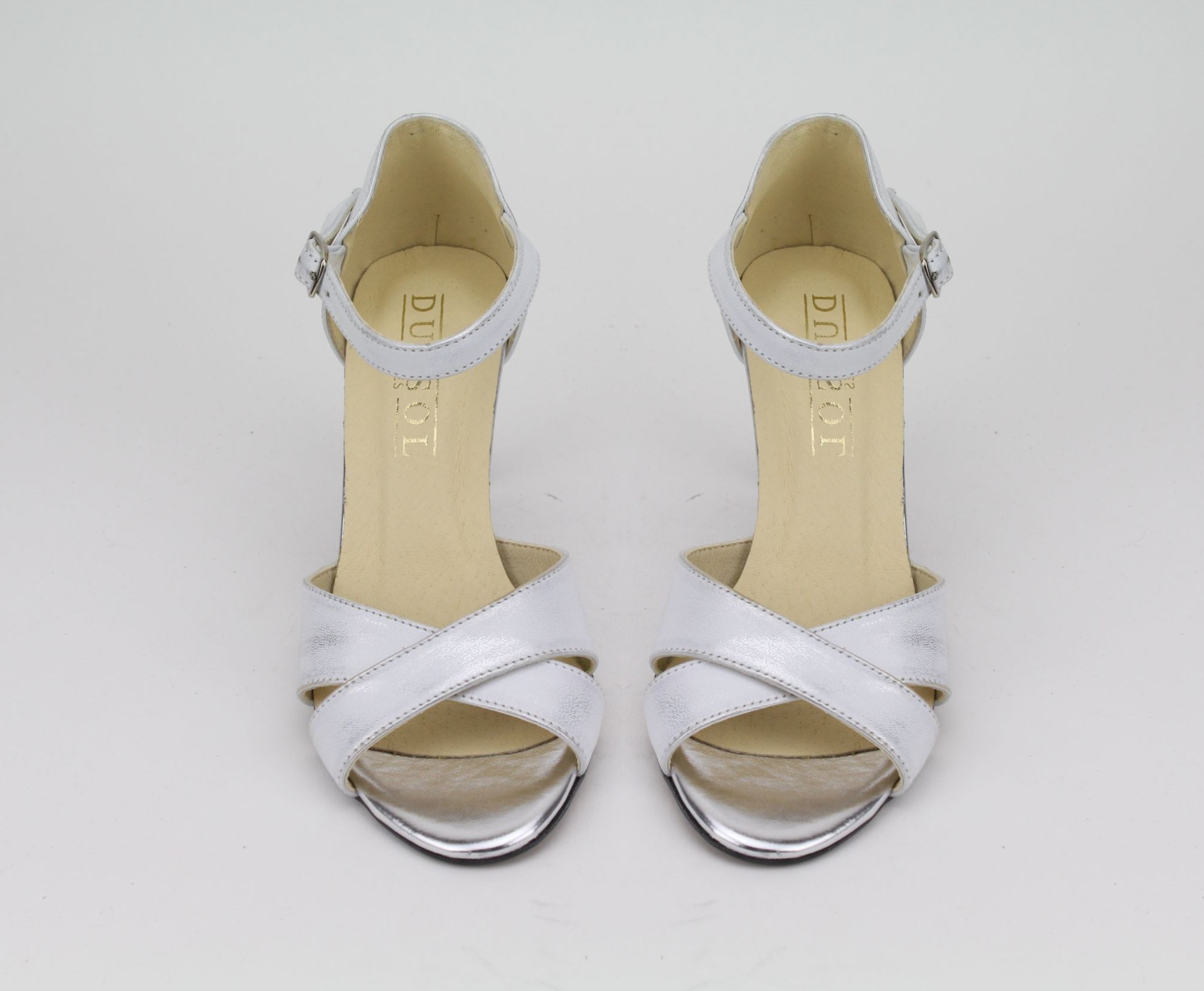 DUZSOL ezüst magassarkú női szandál