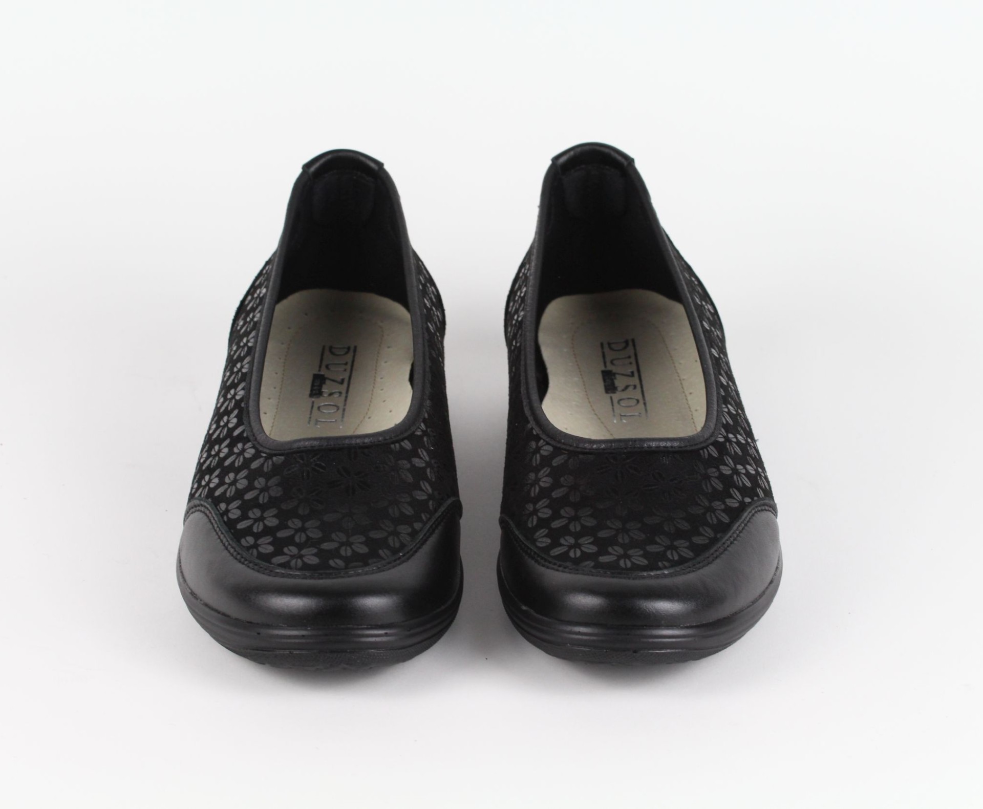 Duzsol női fekete bőr cipő