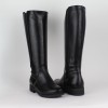 BIOBUT fekete női bőr hosszú szárú csizma