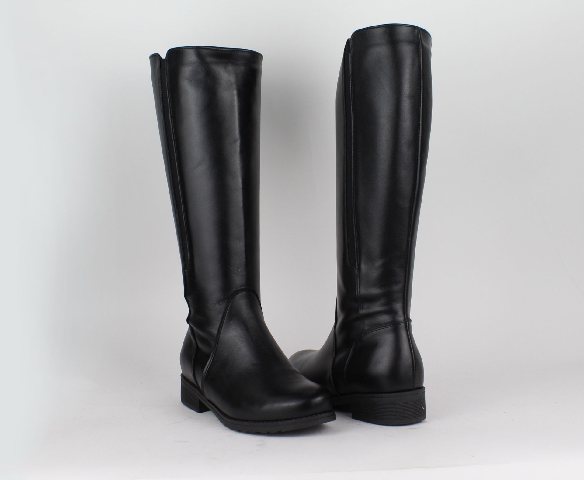 BIOBUT fekete női bőr hosszú szárú csizma