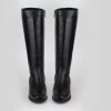 BIOBUT fekete női bőr hosszú szárú csizma