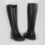 BIOBUT fekete női bőr hosszú szárú csizma