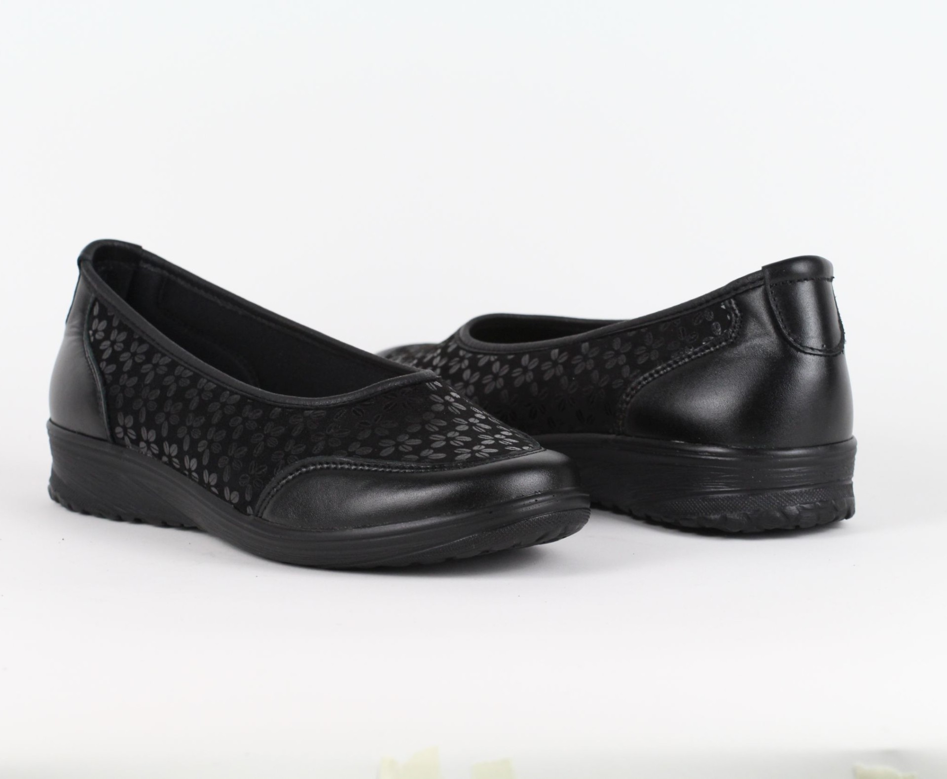 Duzsol női fekete bőr cipő