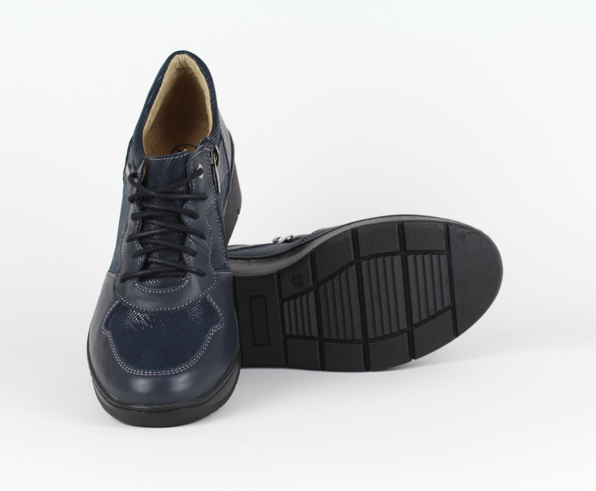 HELIOS kék női bőr cipő