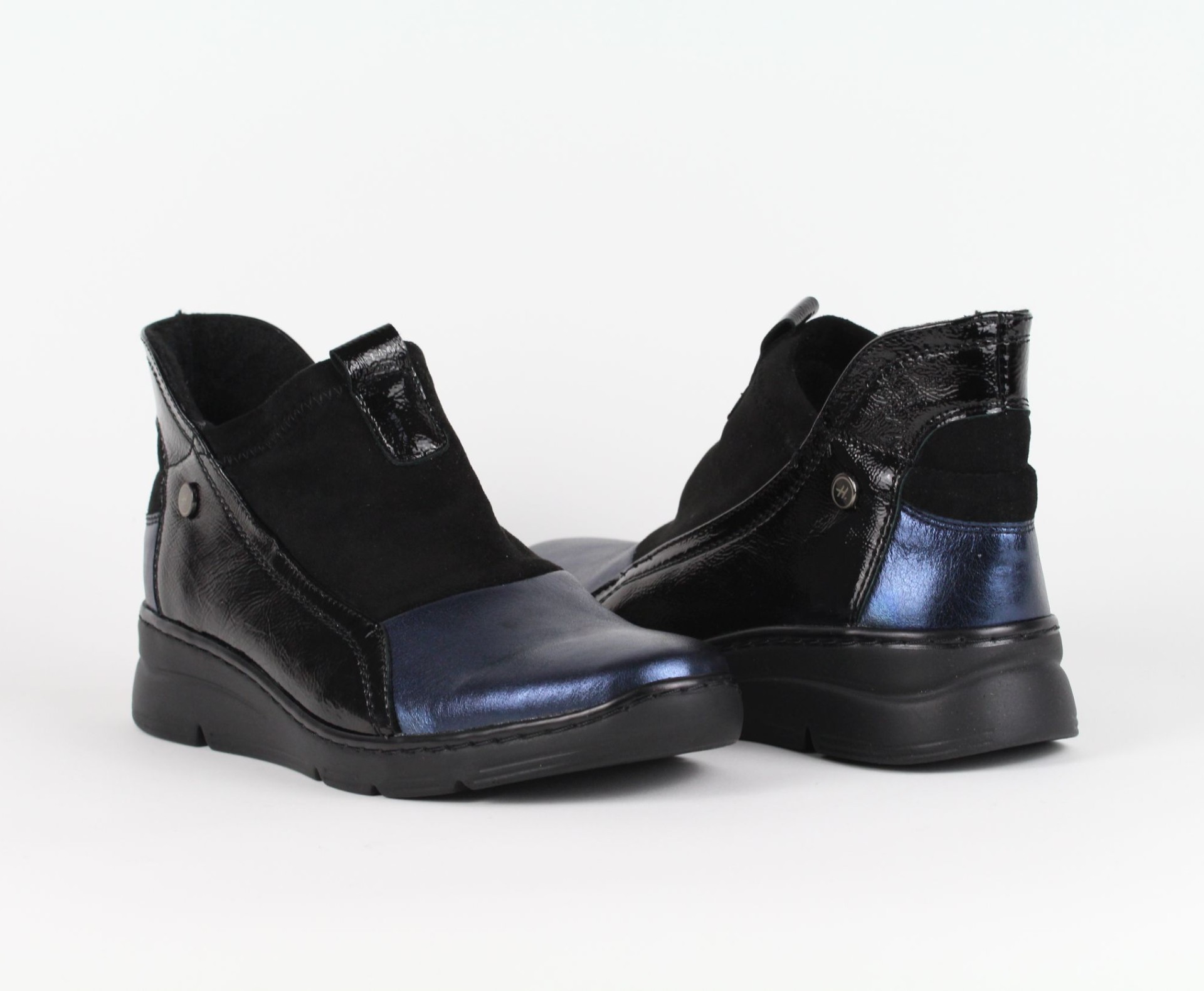 HELIOS fekete-kék női bőr magas szárú cipő HELIOS fekete-kék női bőr magas szárú cipő