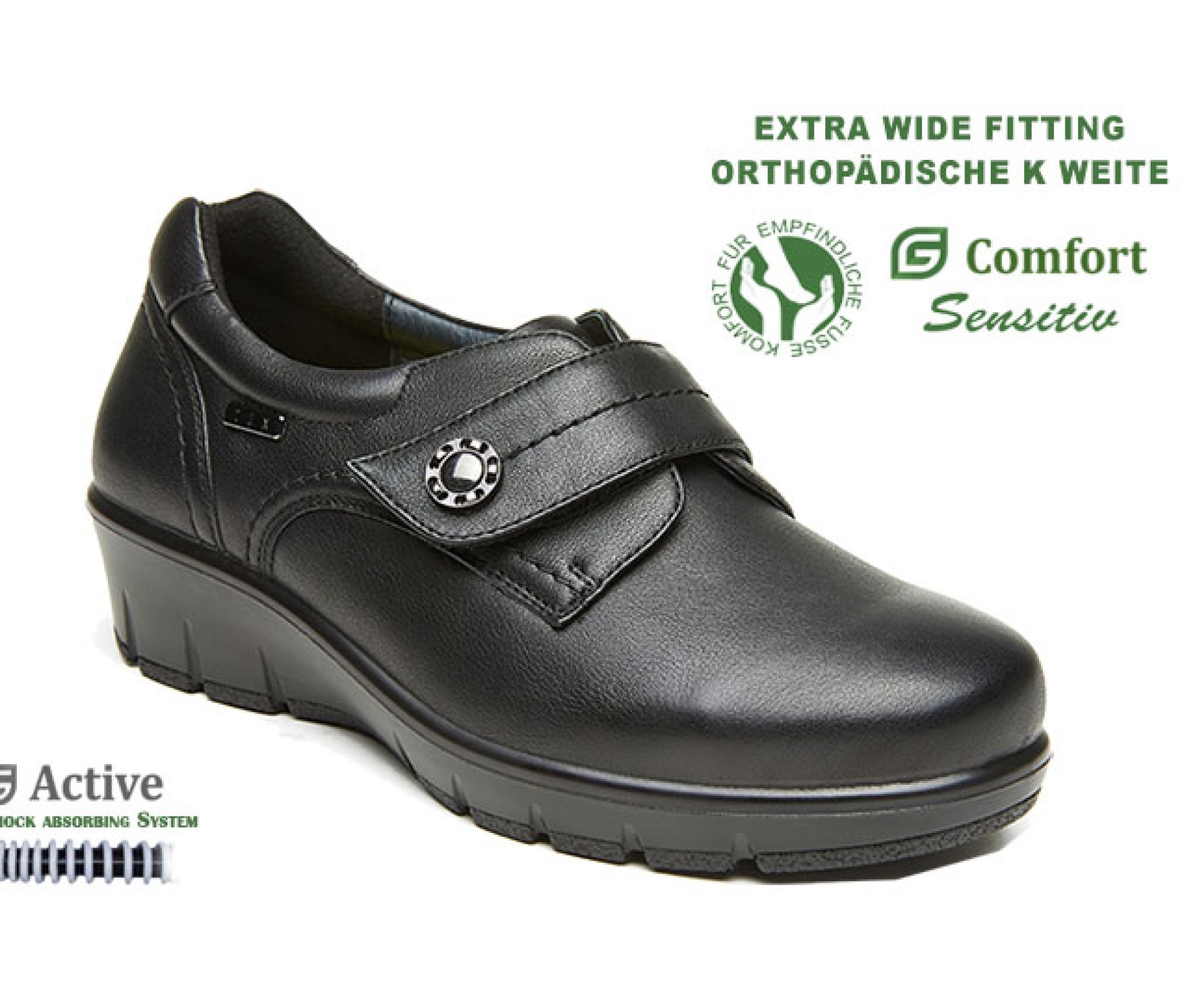 G-COMFORT fekete női bőr vízálló cipő