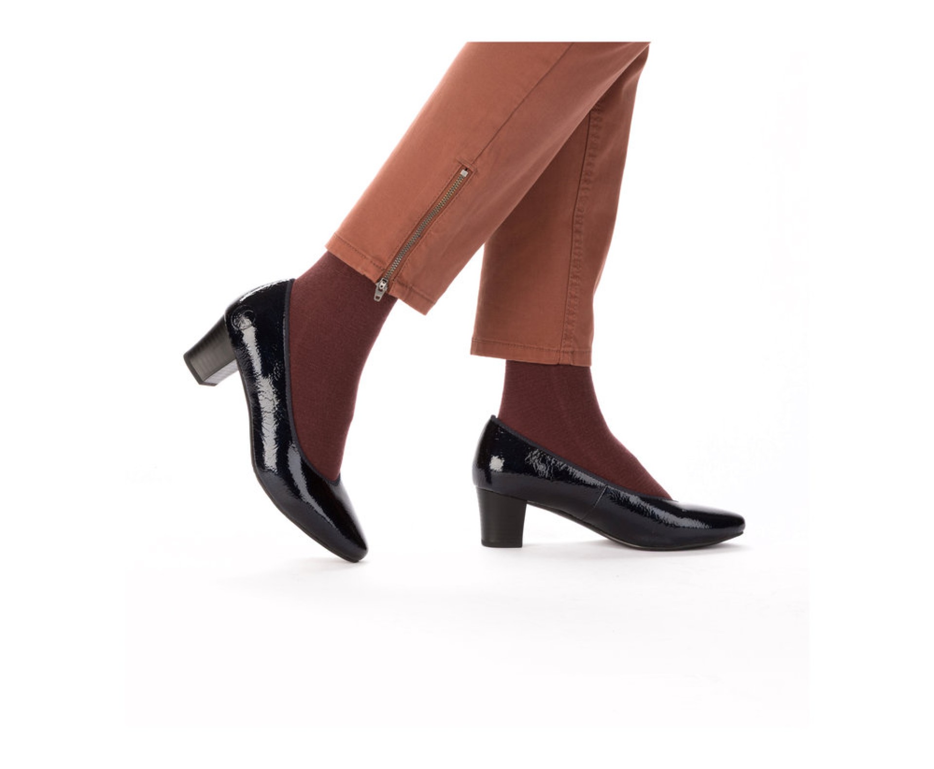 RIEKER női kék lakk cipő