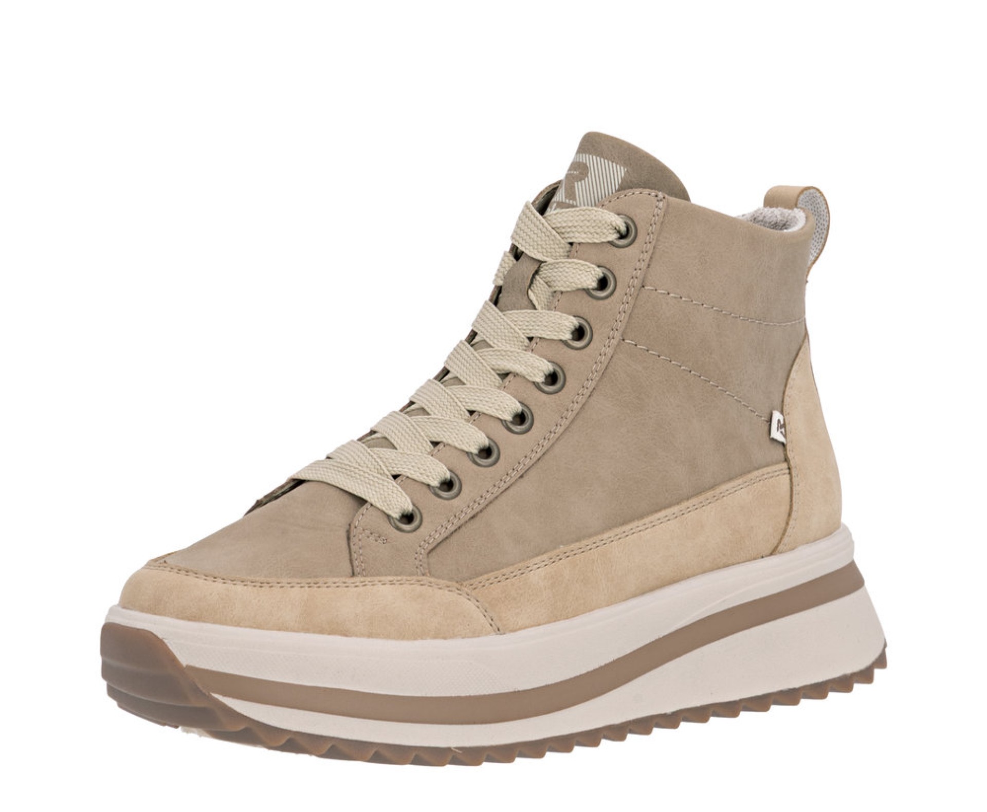 RIEKER bézs női bőr bakancs 