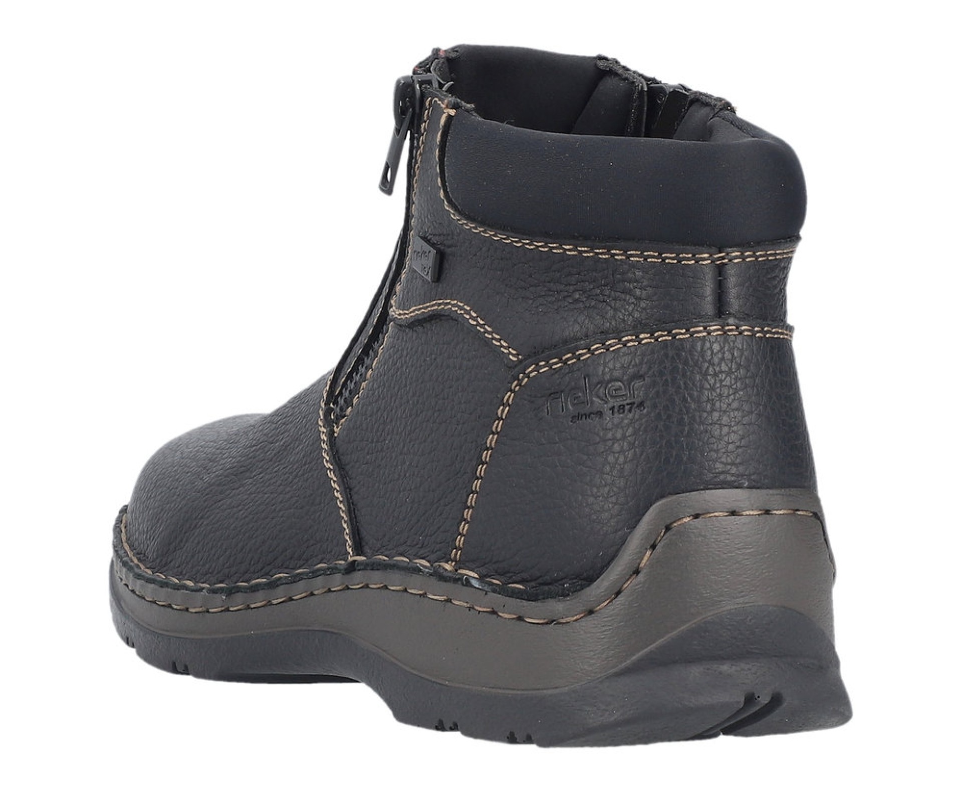 RIEKER  férfi fekete bőr bokacsizma