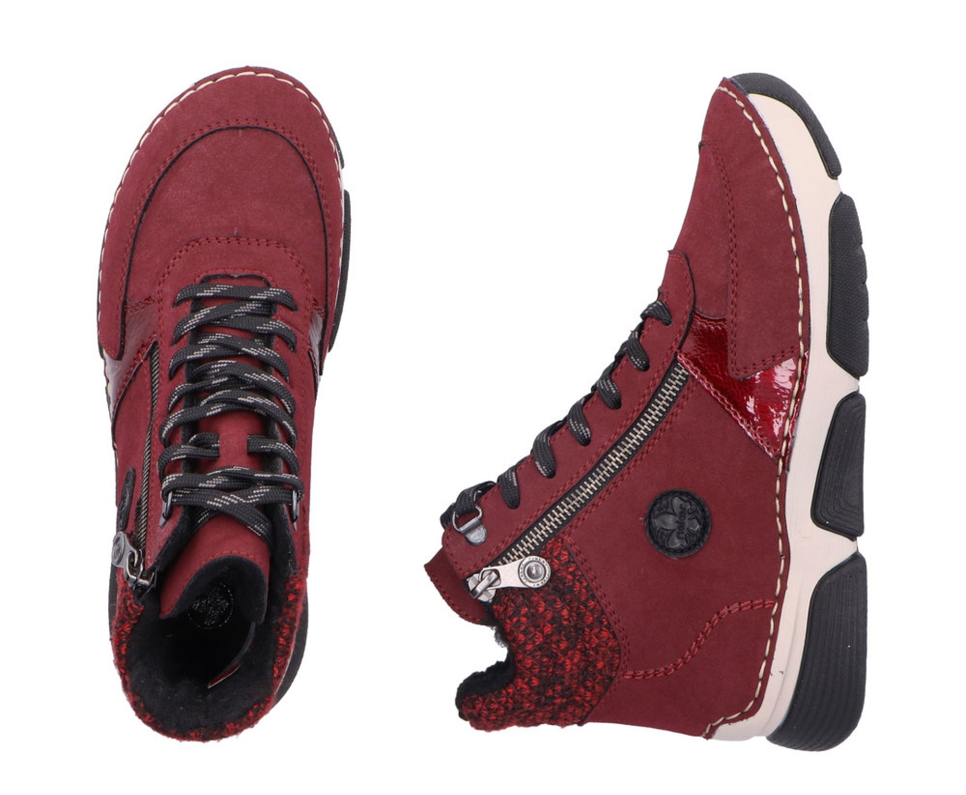 RIEKER bordó női  bakancs 