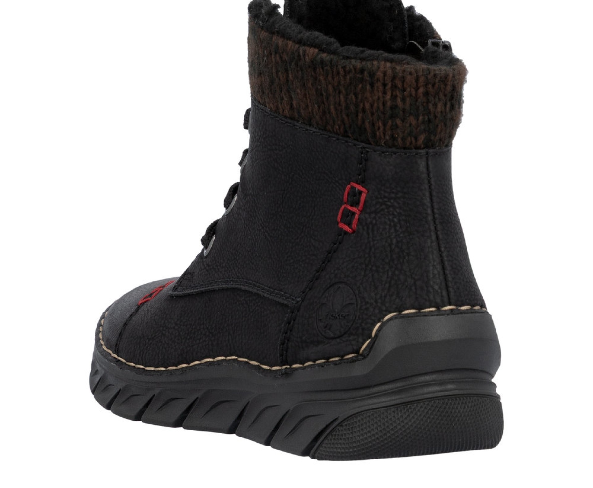 RIEKER fekete női magasszárú cipő