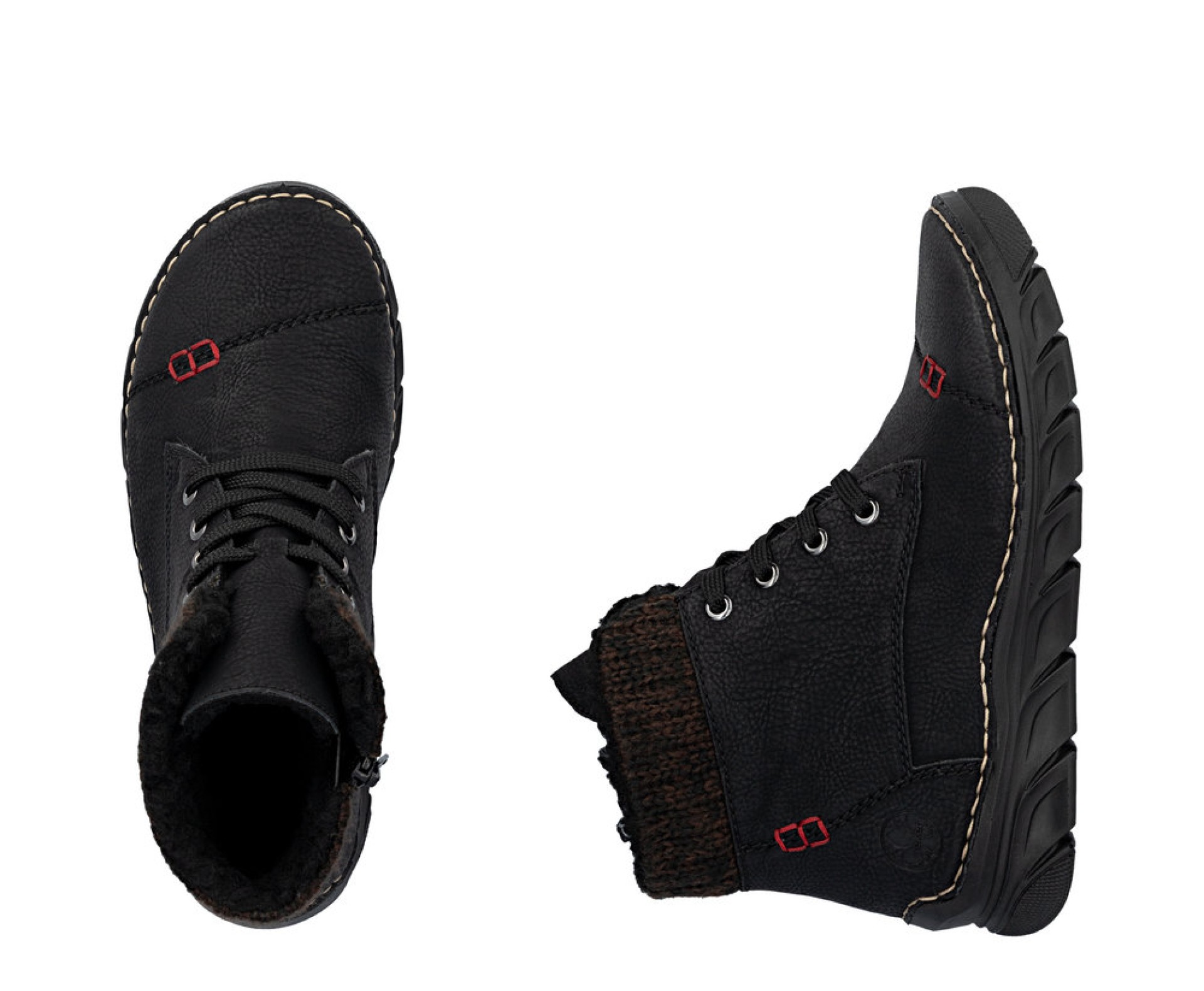 RIEKER fekete női magasszárú cipő