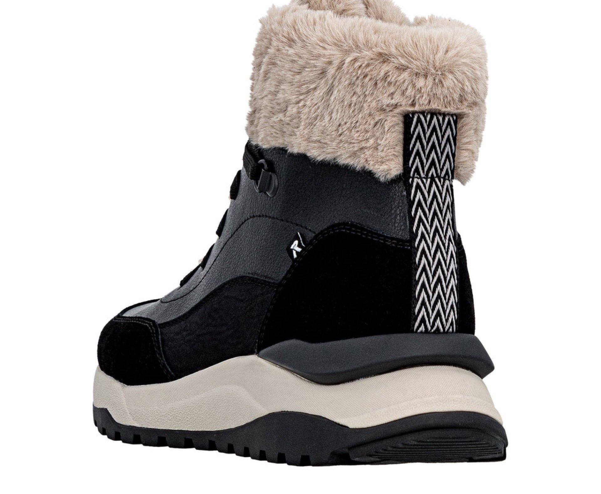 RIEKER fekete női bőr bakancs 