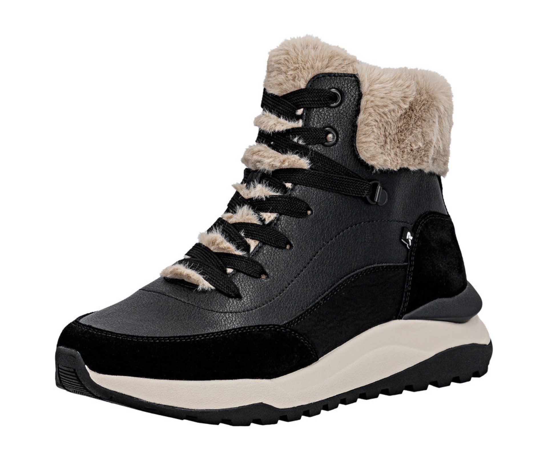 RIEKER fekete női bőr bakancs 