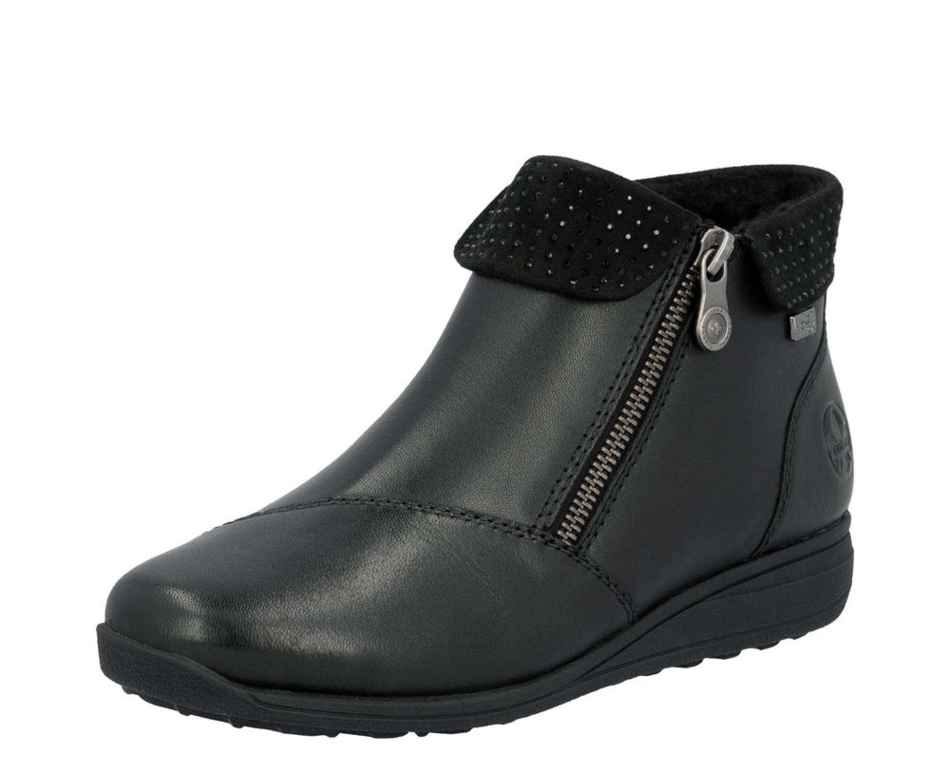 RIEKER fekete női vízálló bőr bokacsizma RIEKER fekete női vízálló bőr bokacsizma