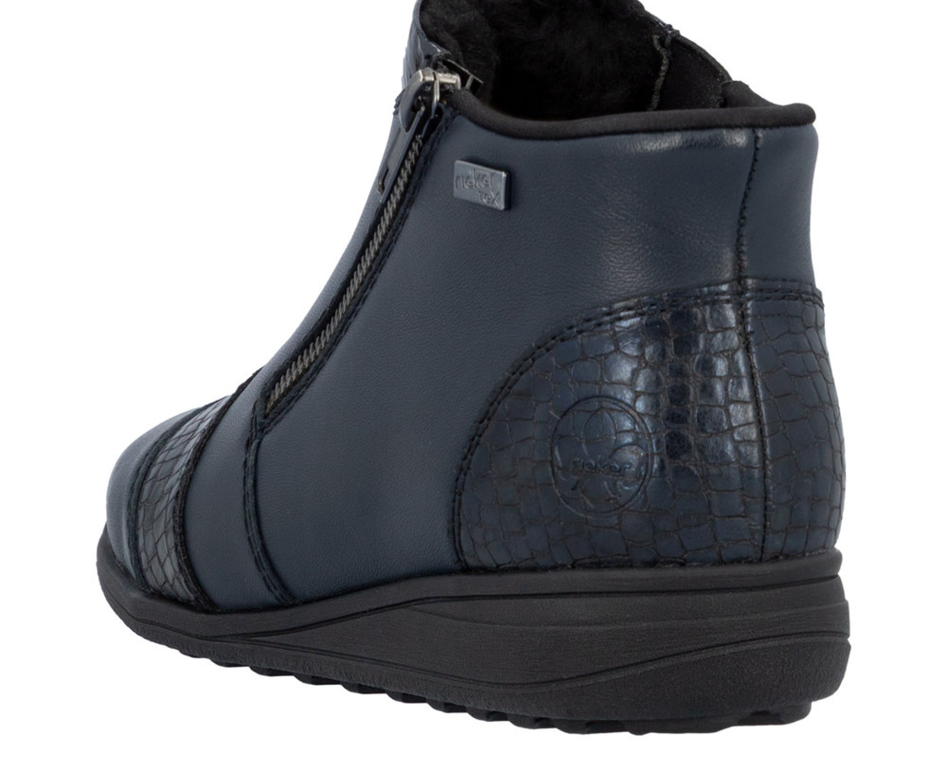 RIEKER kék női vízálló bőr bokacsizma