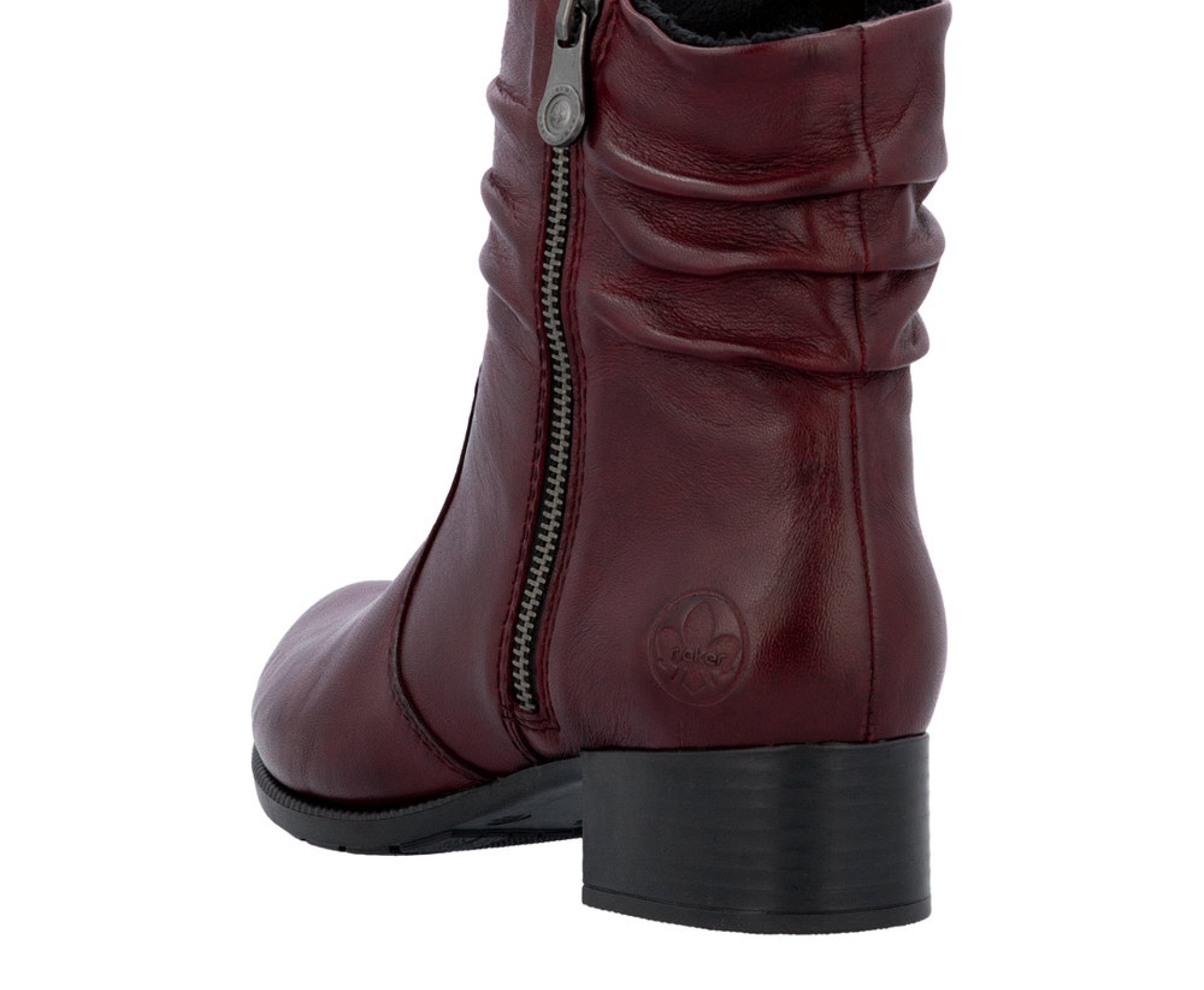 Rieker bordó női bőr bokacsizma