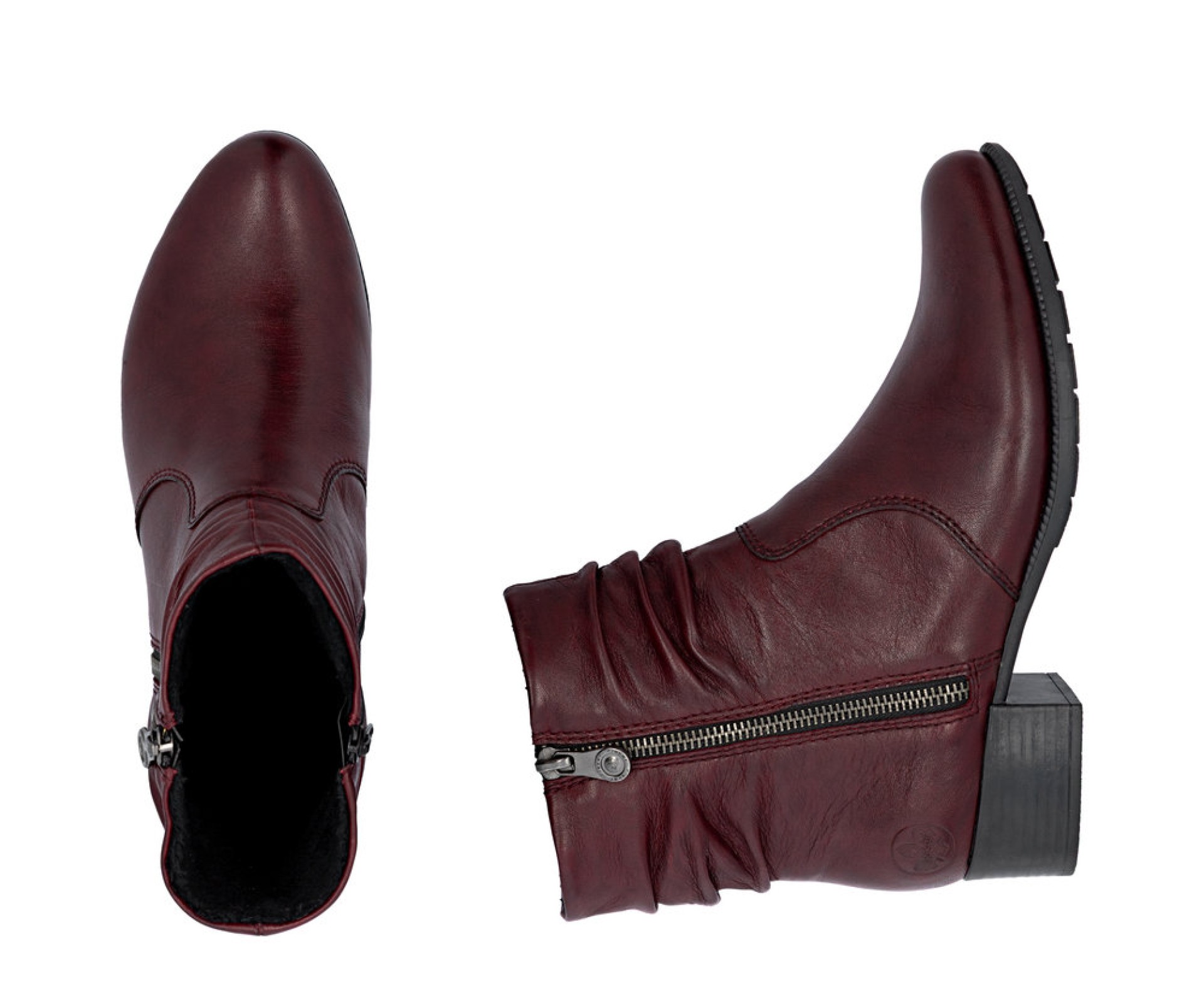 Rieker bordó női bőr bokacsizma