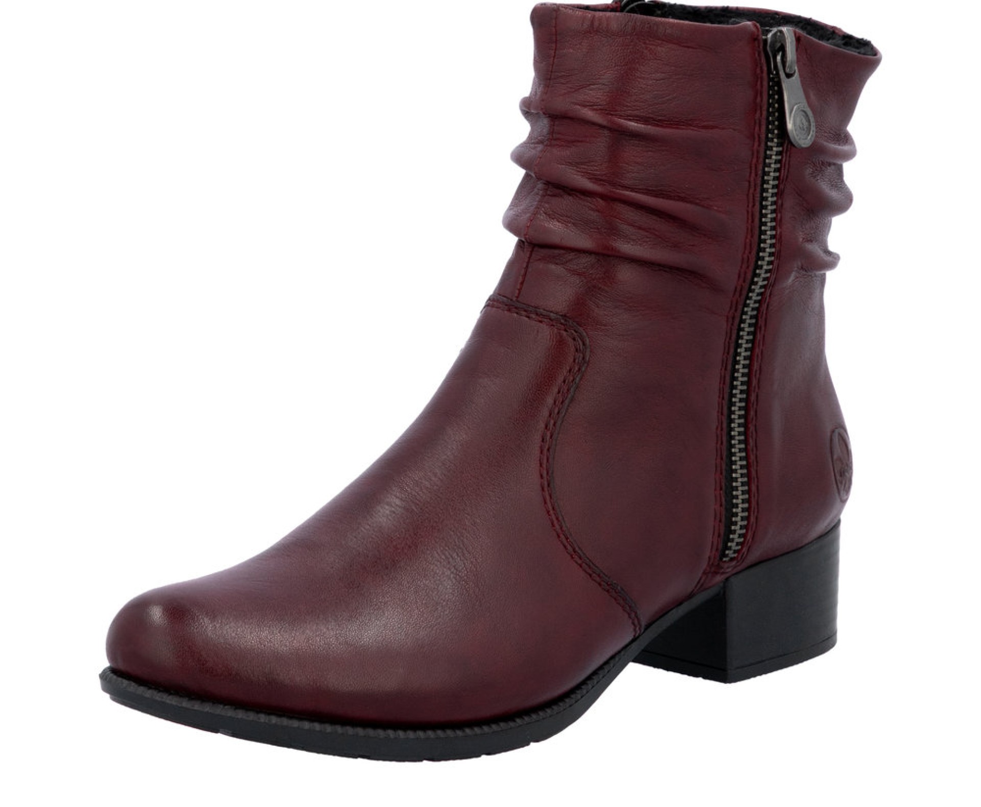 Rieker bordó női bőr bokacsizma