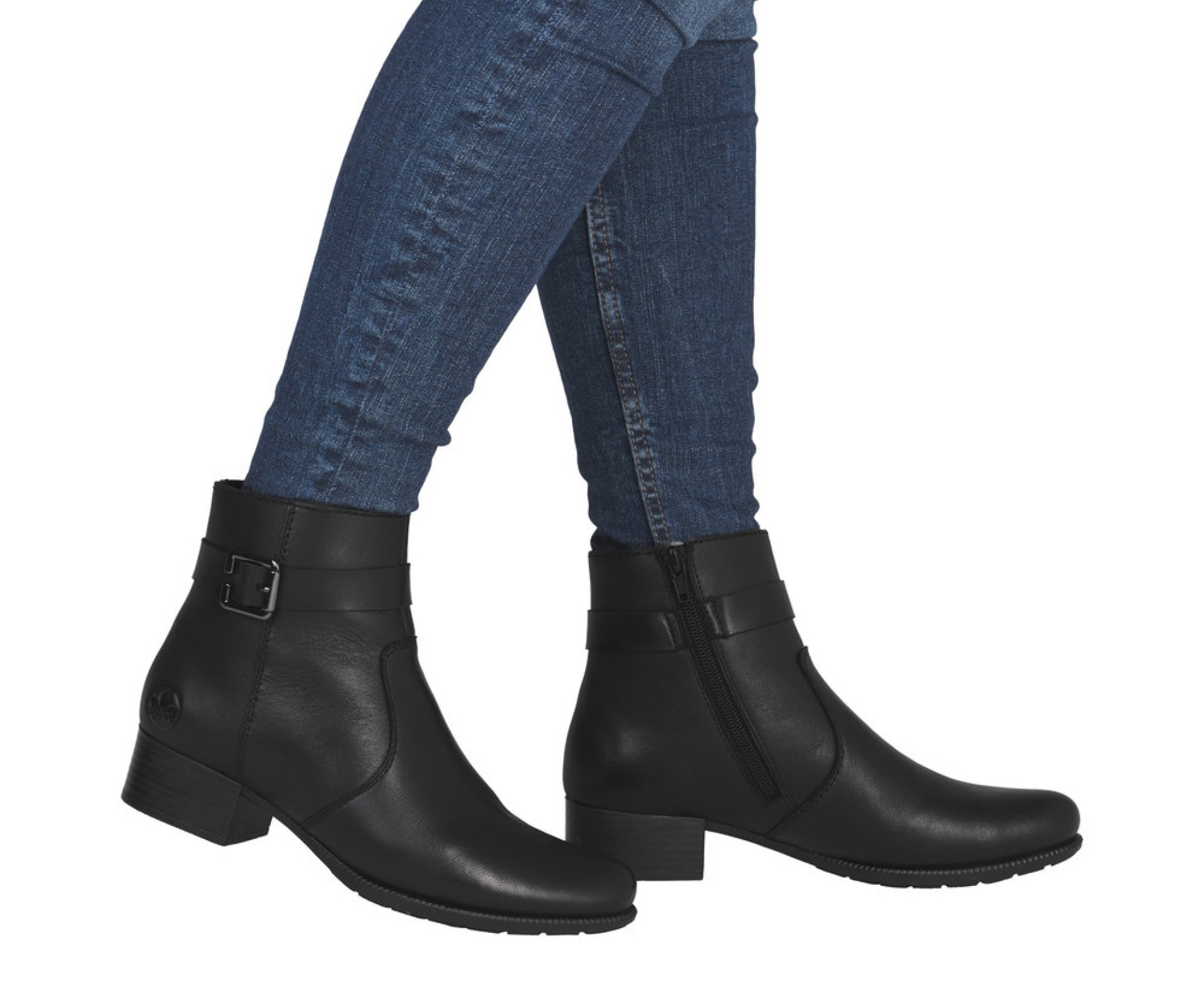 Rieker fekete női bőr bokacsizma