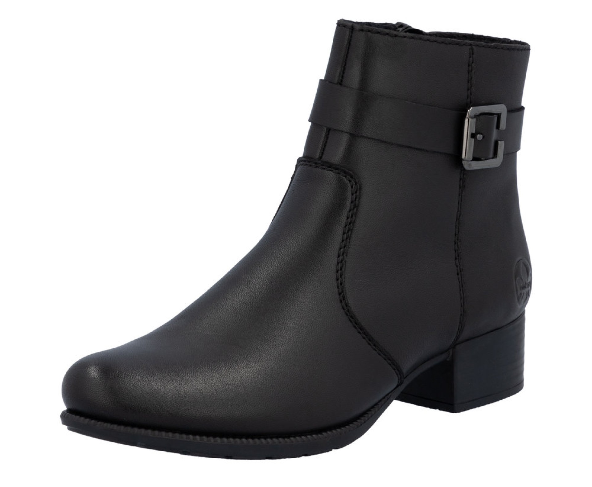 Rieker fekete női bőr bokacsizma