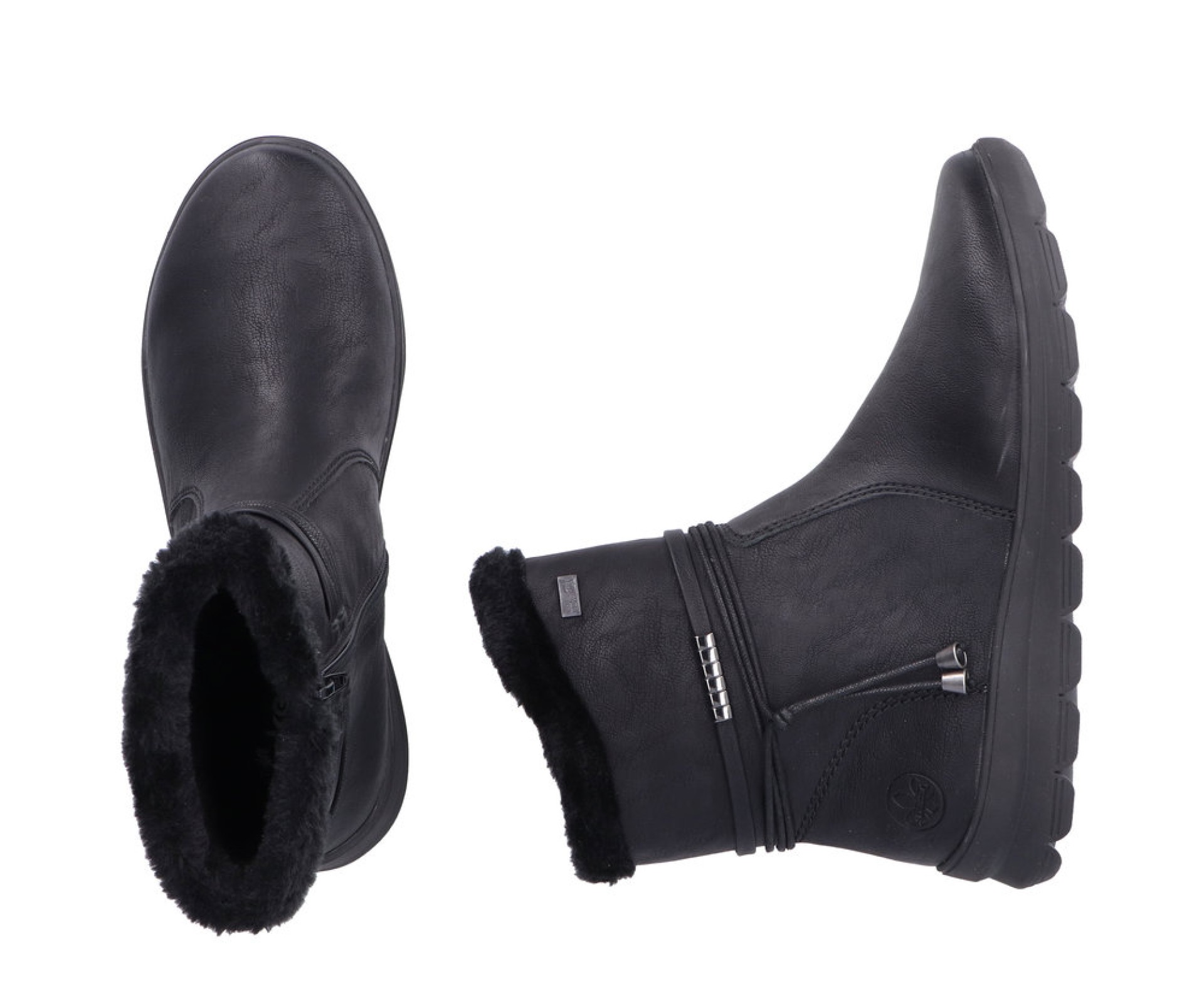 RIEKER fekete női vízálló csizma