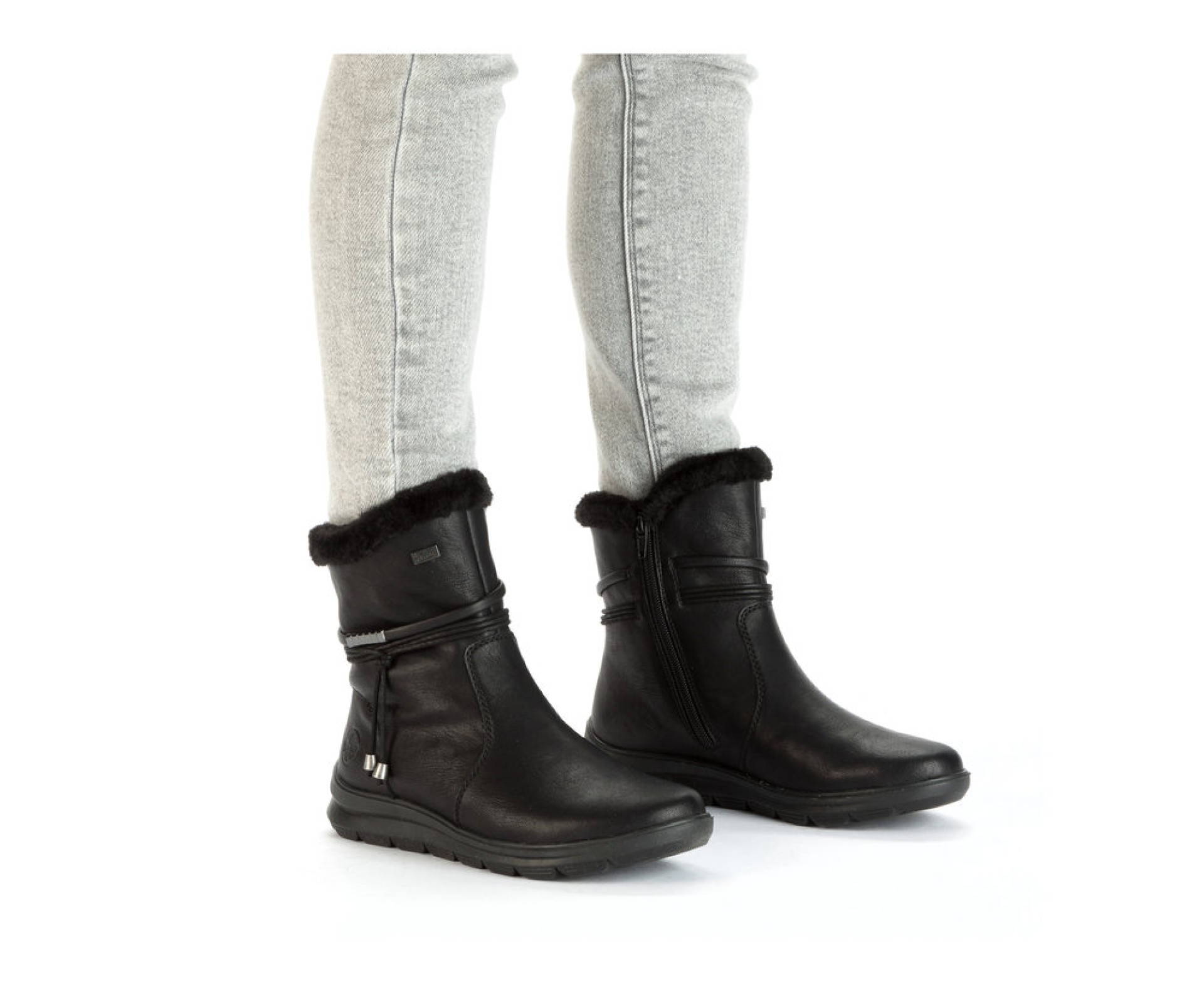 RIEKER fekete női vízálló csizma