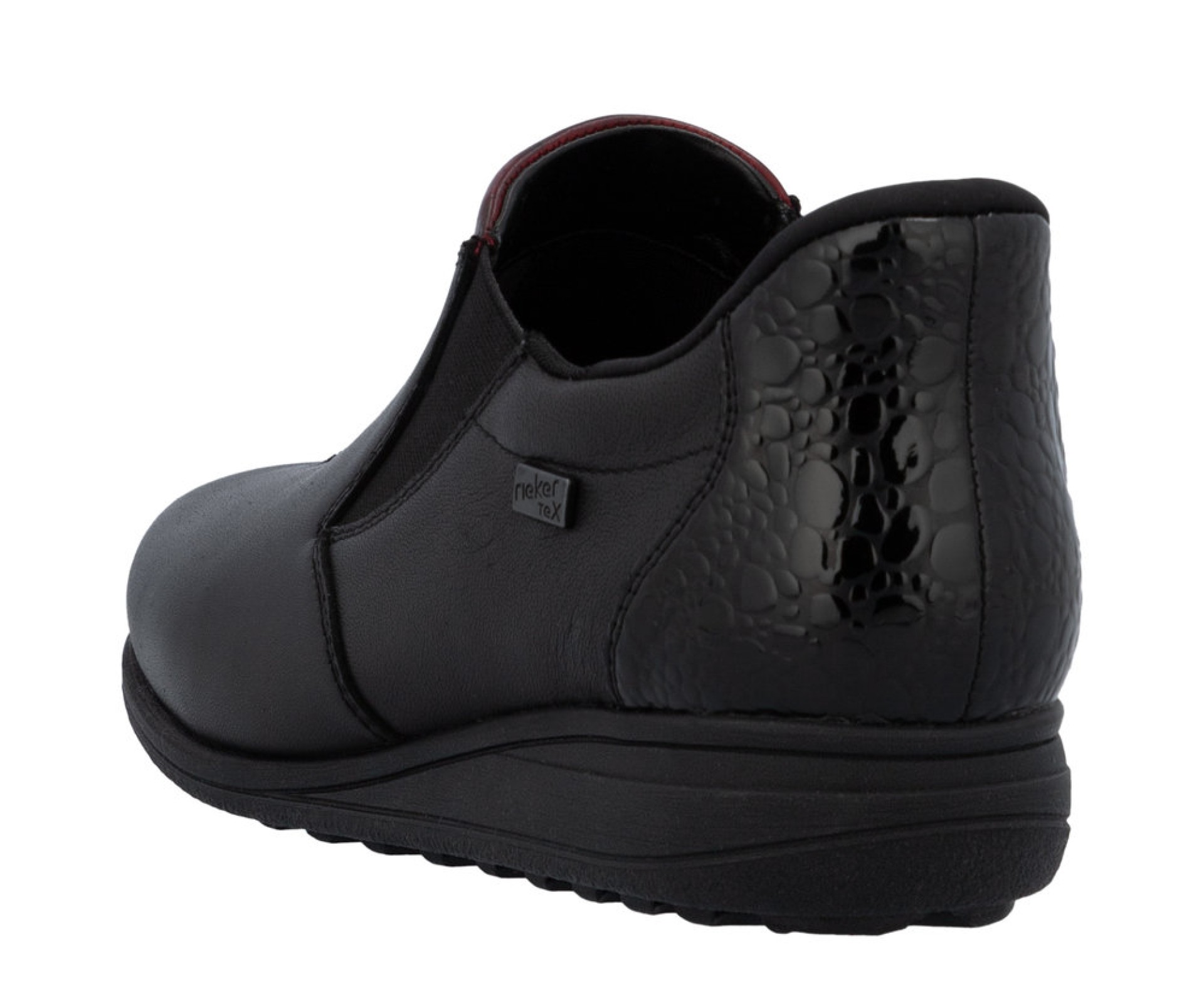 RIEKER fekete női vízálló bőr cipő
