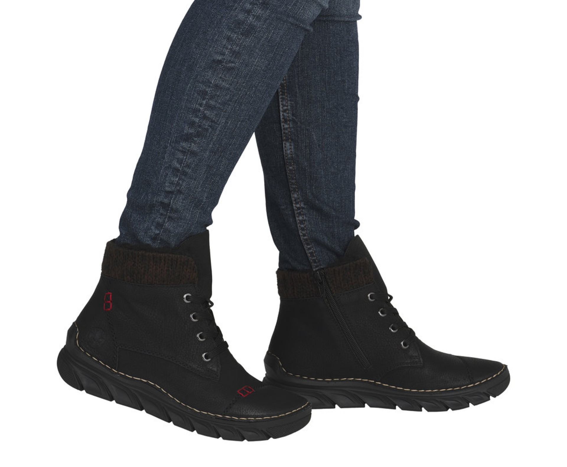 RIEKER fekete női magasszárú cipő