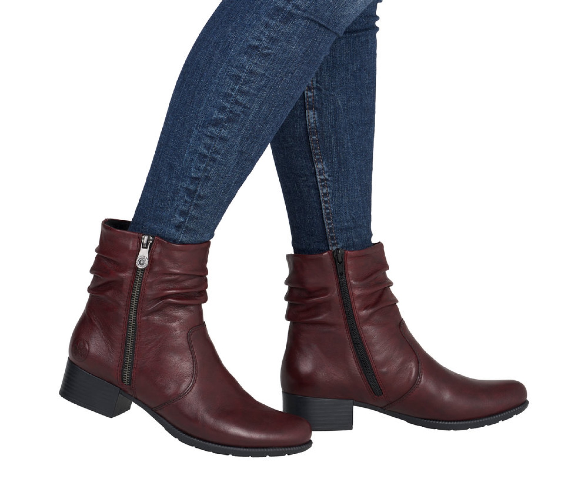 Rieker bordó női bőr bokacsizma