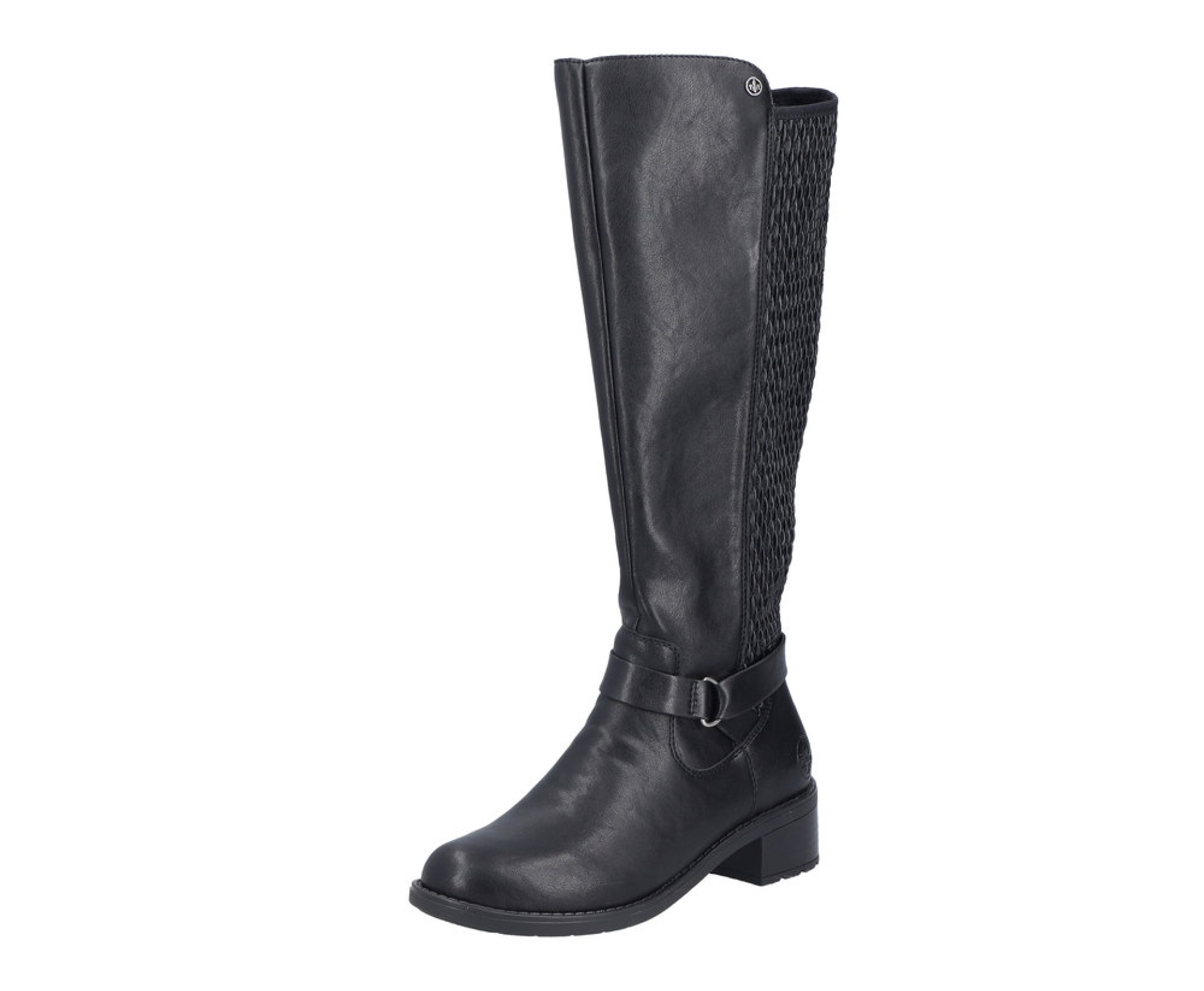 RIEKER fekete női hosszú szárú csizma 