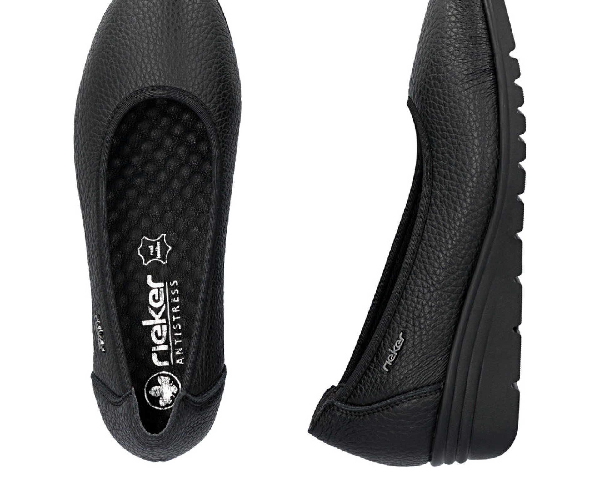 RIEKER  fekete női bőr cipő