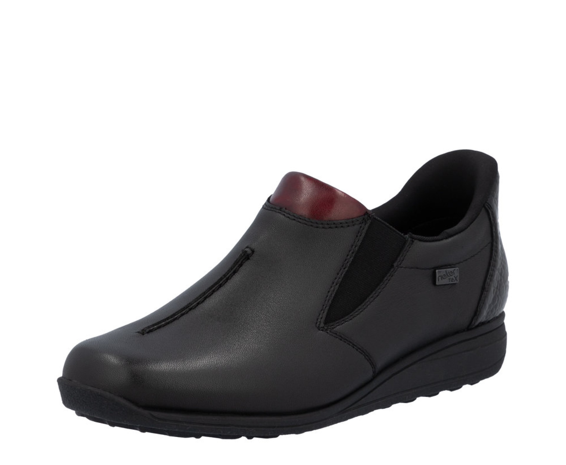 RIEKER fekete női vízálló bőr cipő