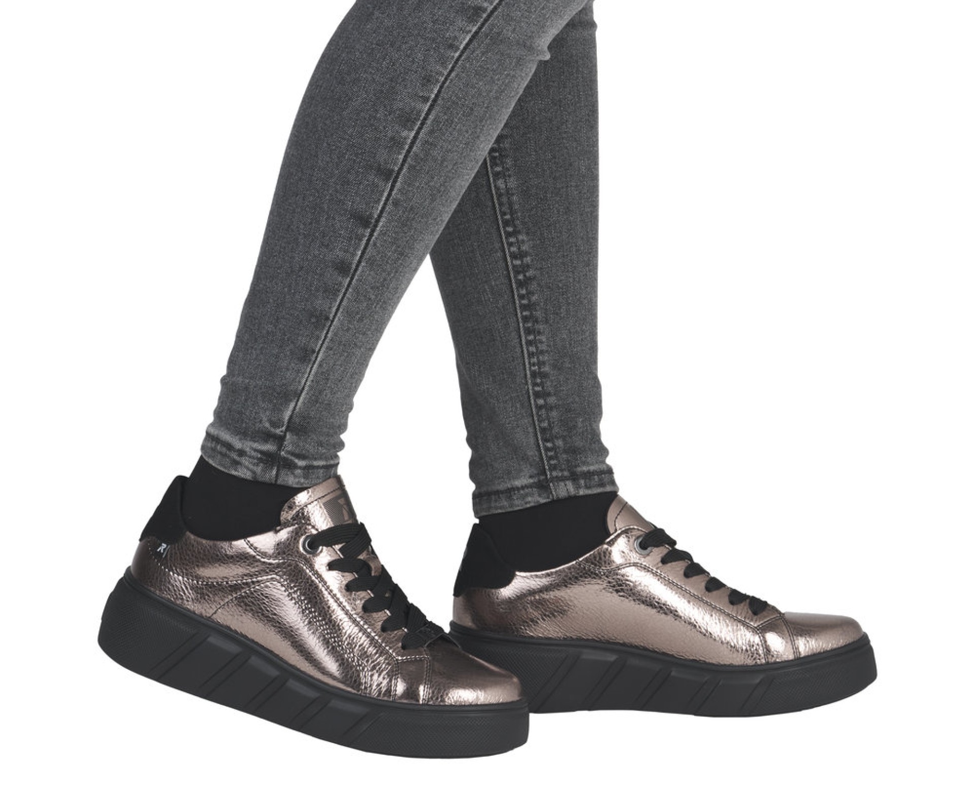 RIEKER metal női bőr cipő