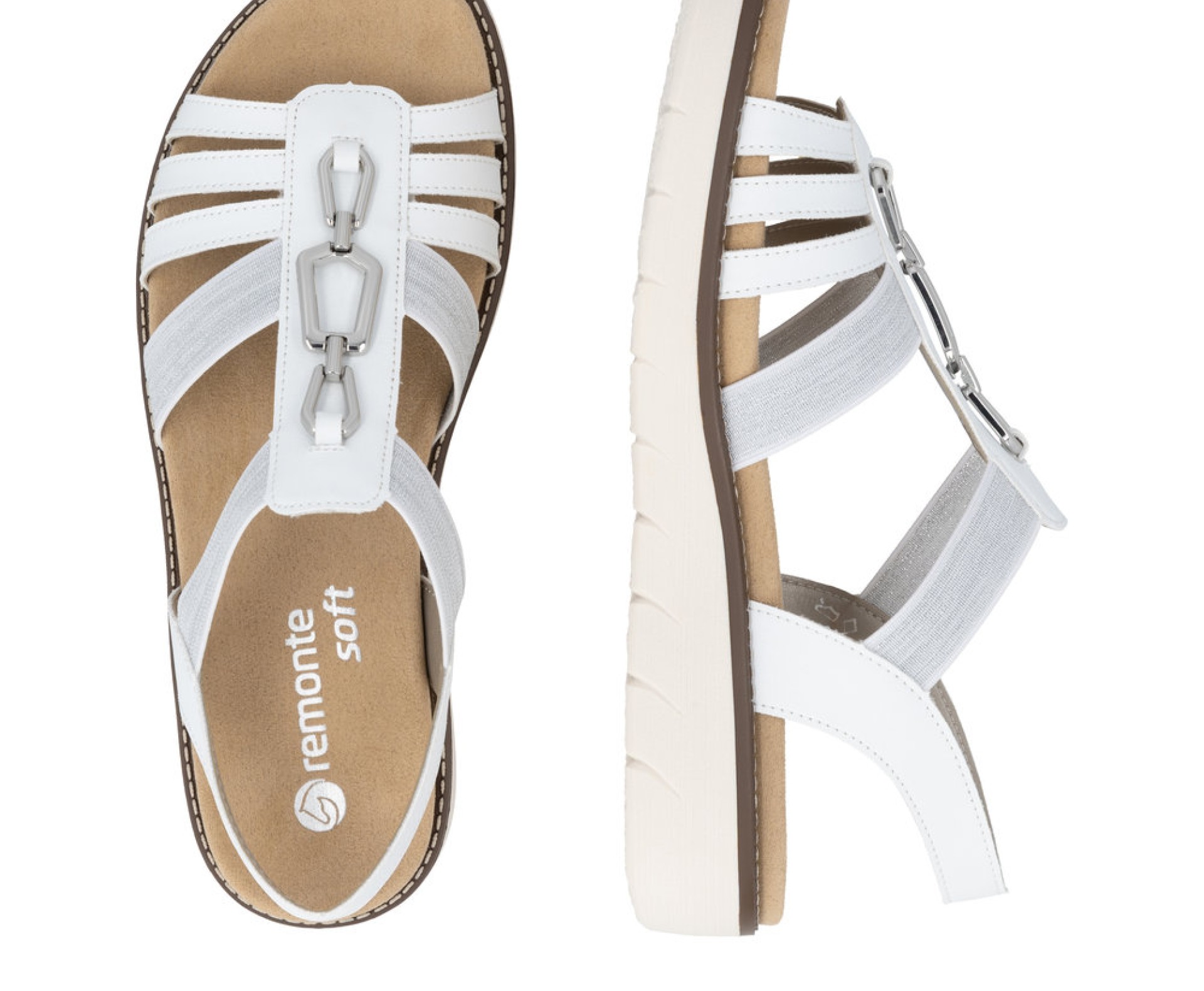 REMONTE  fehér telitalpú női szandál 