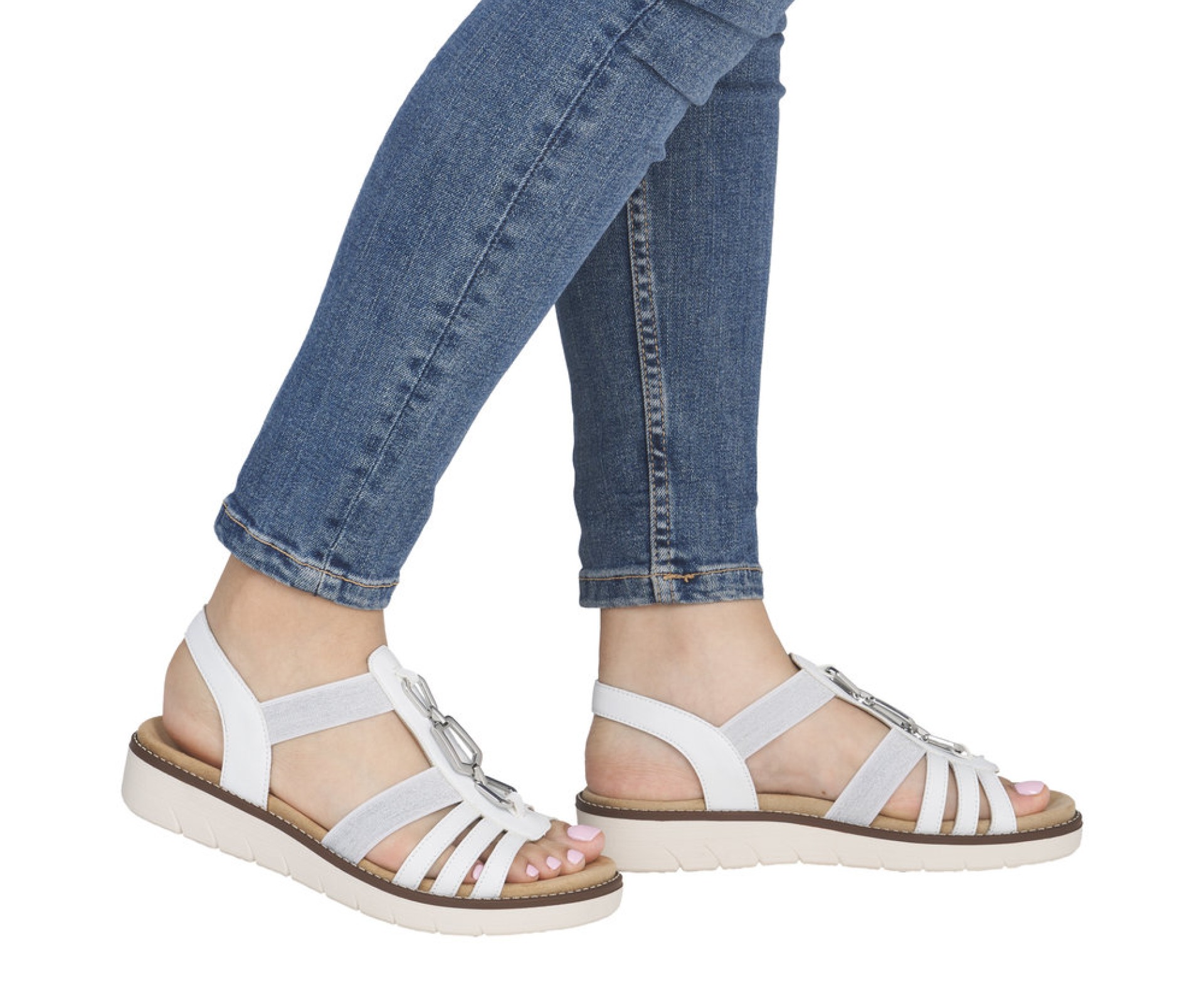 REMONTE  fehér telitalpú női szandál 