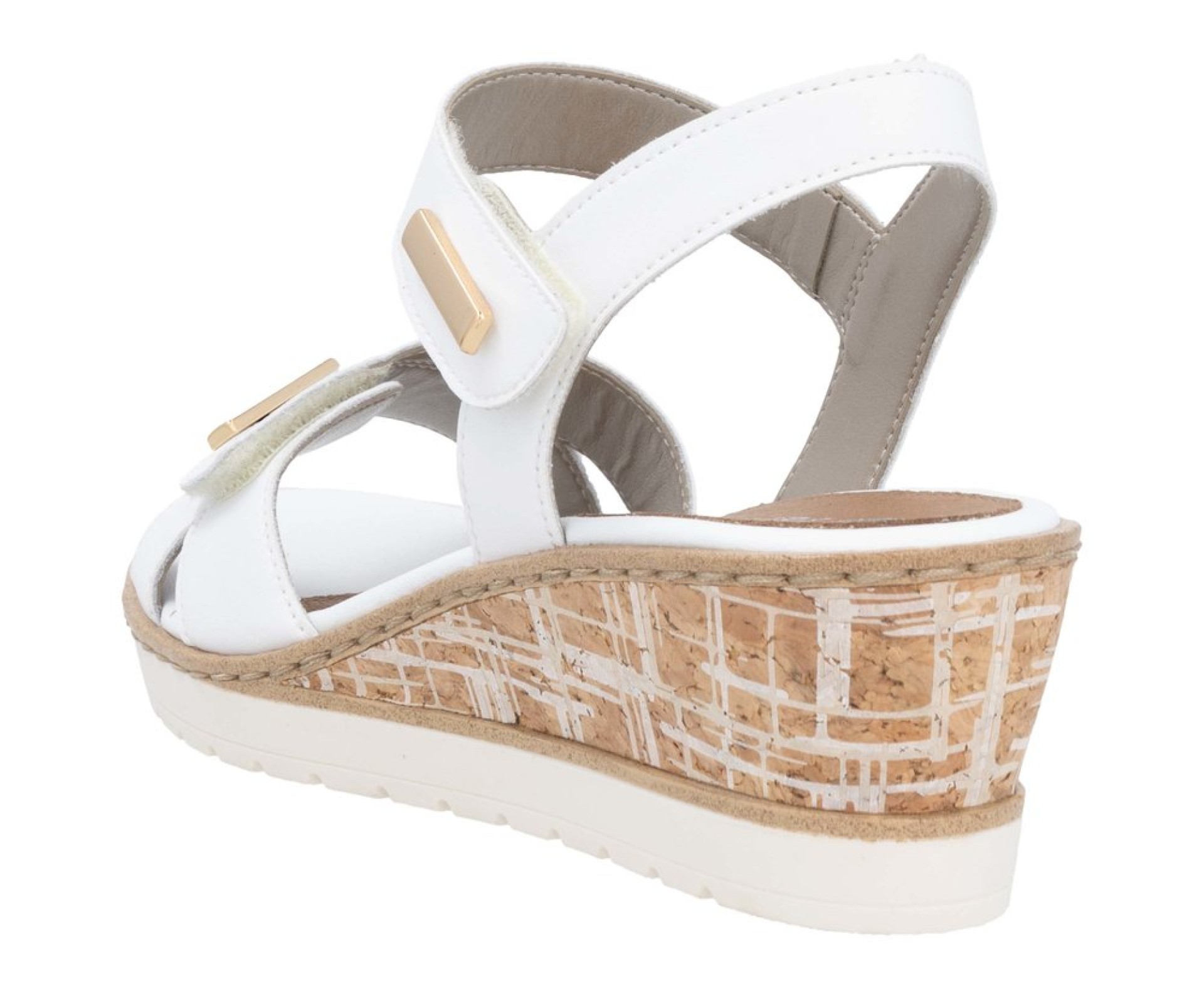REMONTE  fehér telitalpú női bőr szandál 
