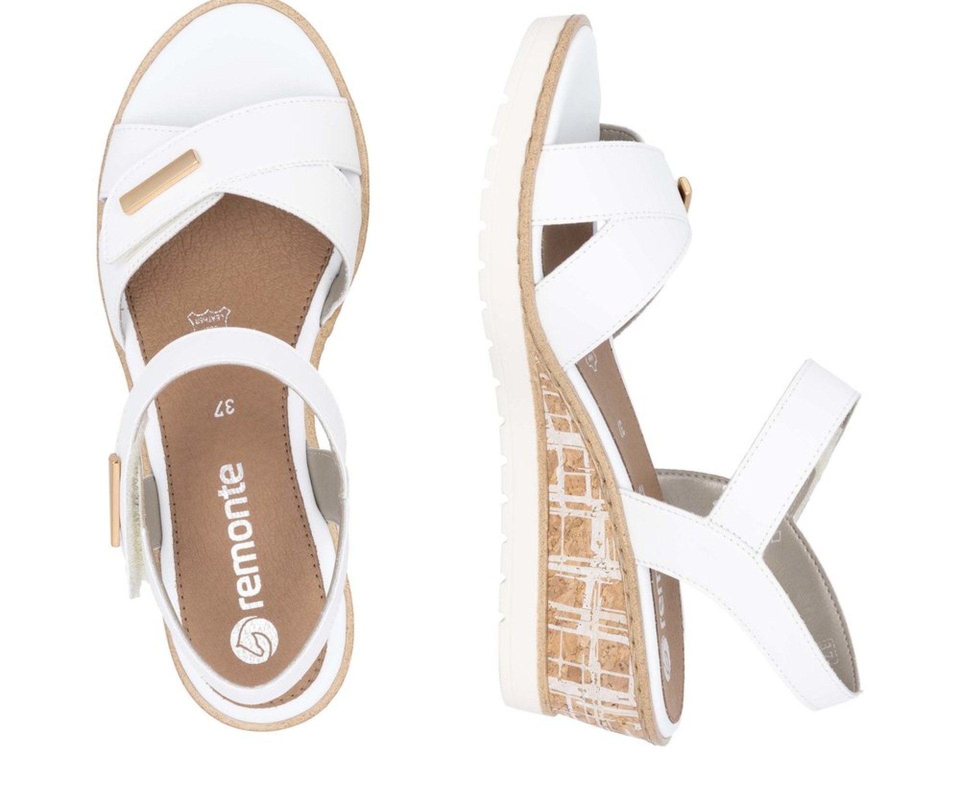 REMONTE  fehér telitalpú női bőr szandál 