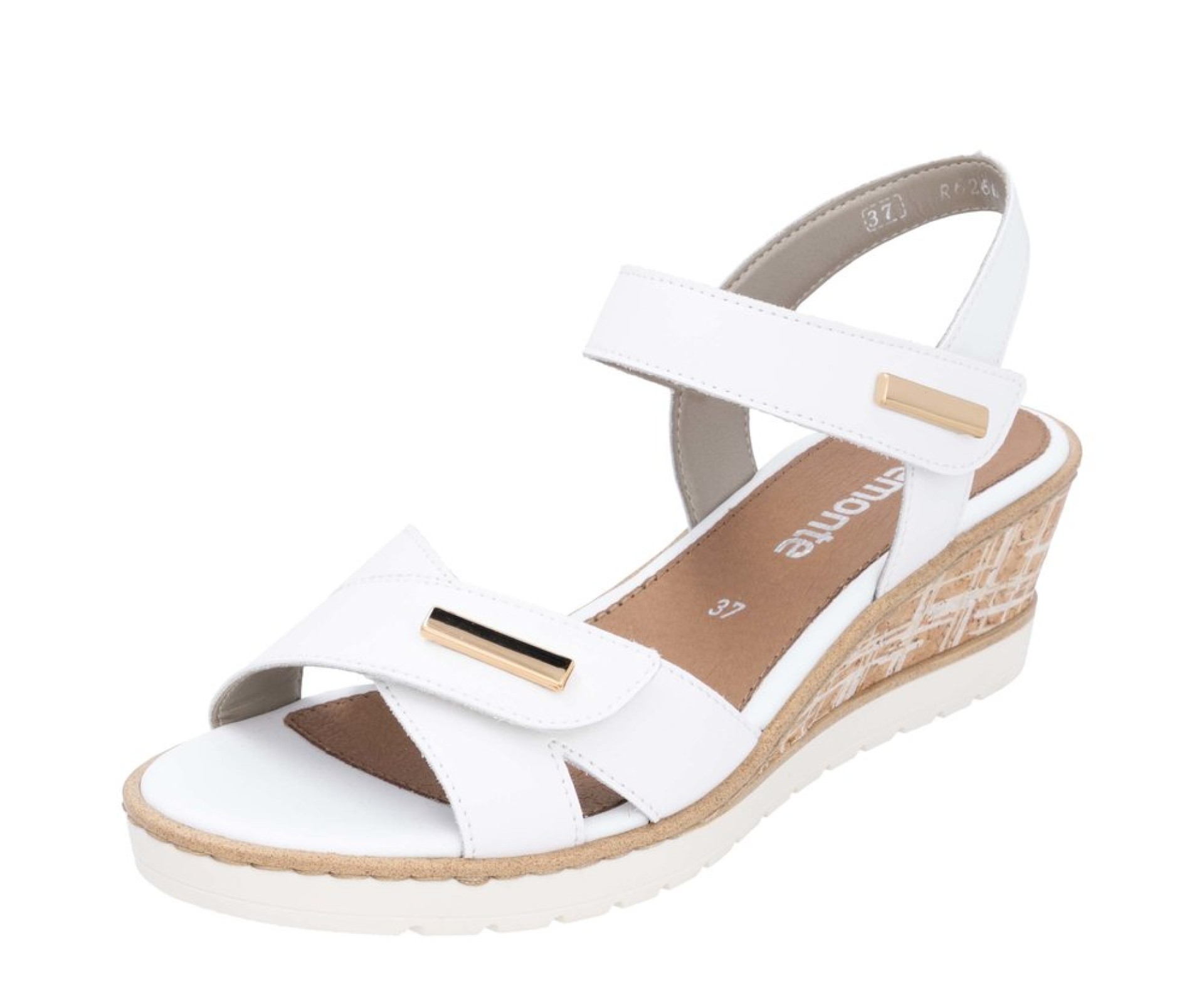 REMONTE  fehér telitalpú női bőr szandál 