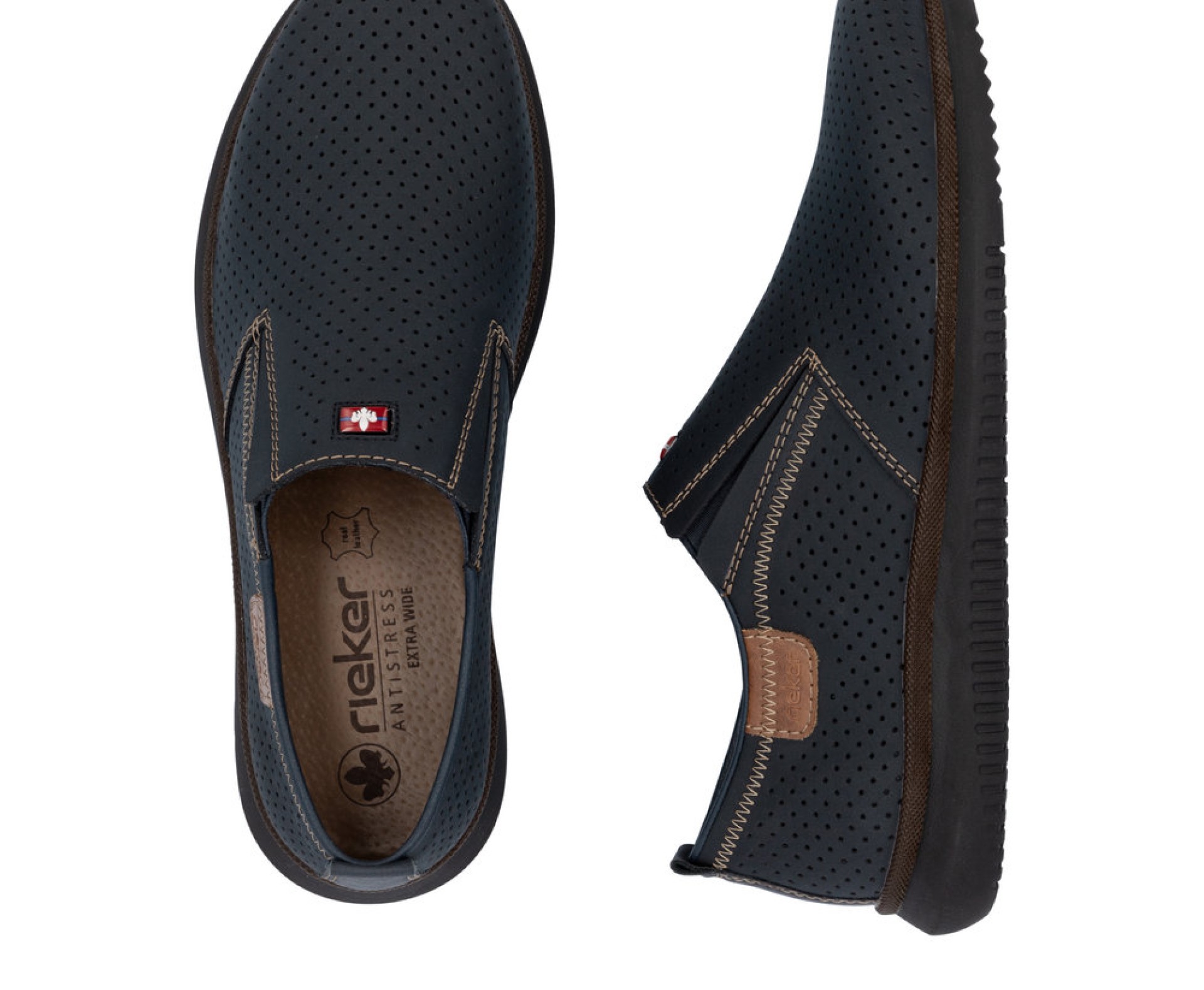 RIEKER kék férfi bőrcipő