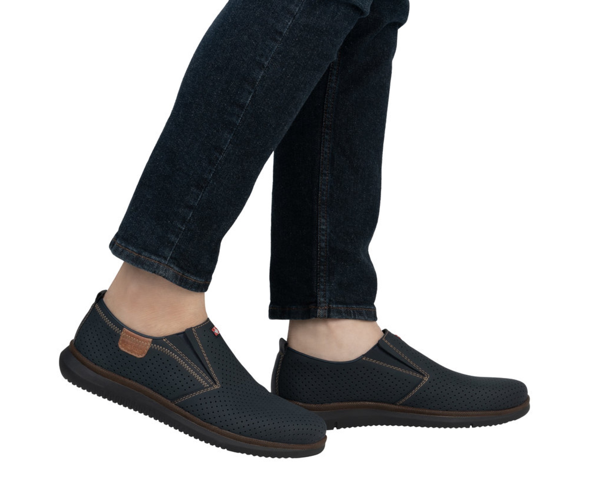 RIEKER kék férfi bőrcipő