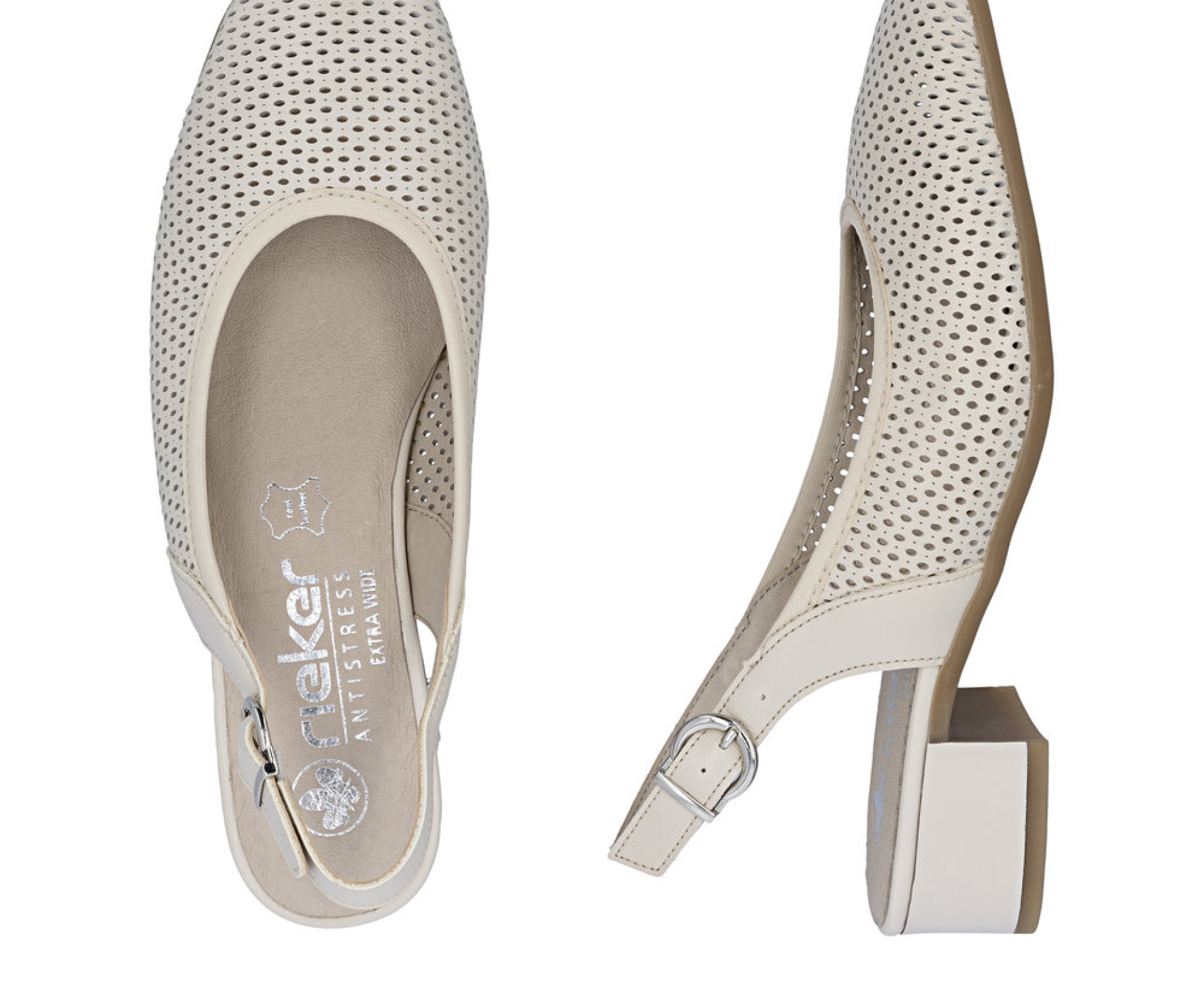 RIEKER  bézs női bőr szandál 