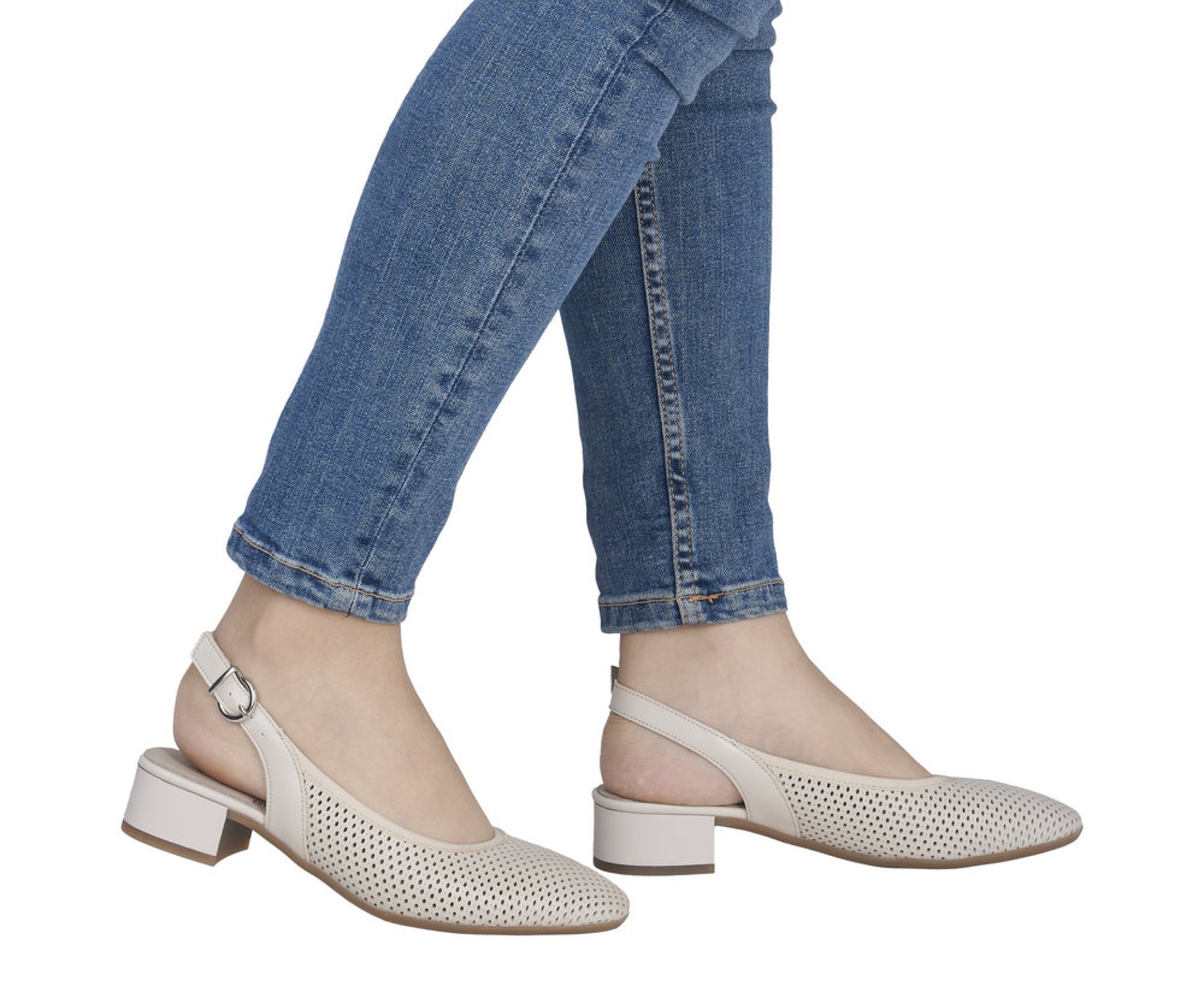 RIEKER  bézs női bőr szandál 